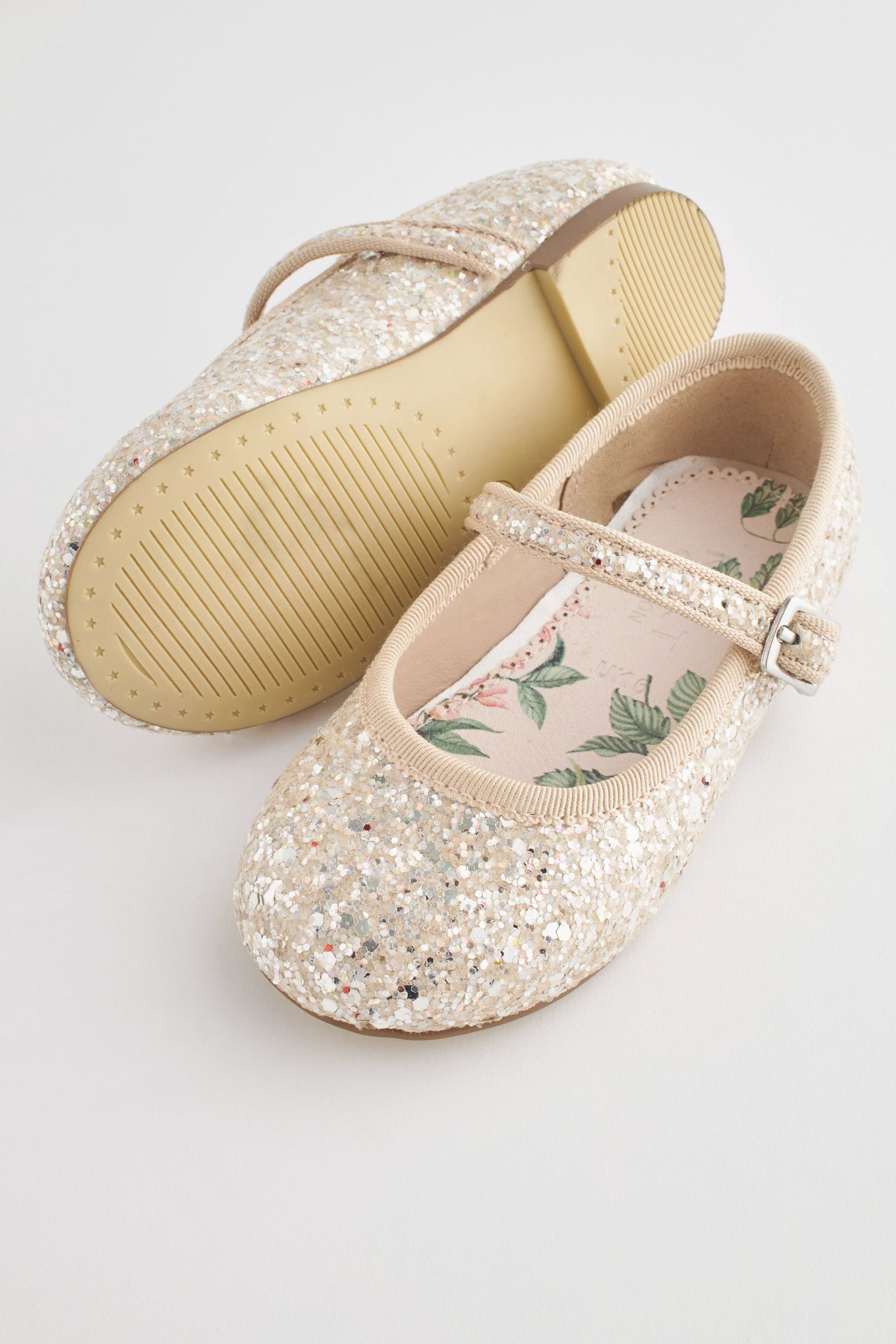 Ivory Glitter Standard Fit (F) Bridesmaid Occasion Mary Jane Shoes