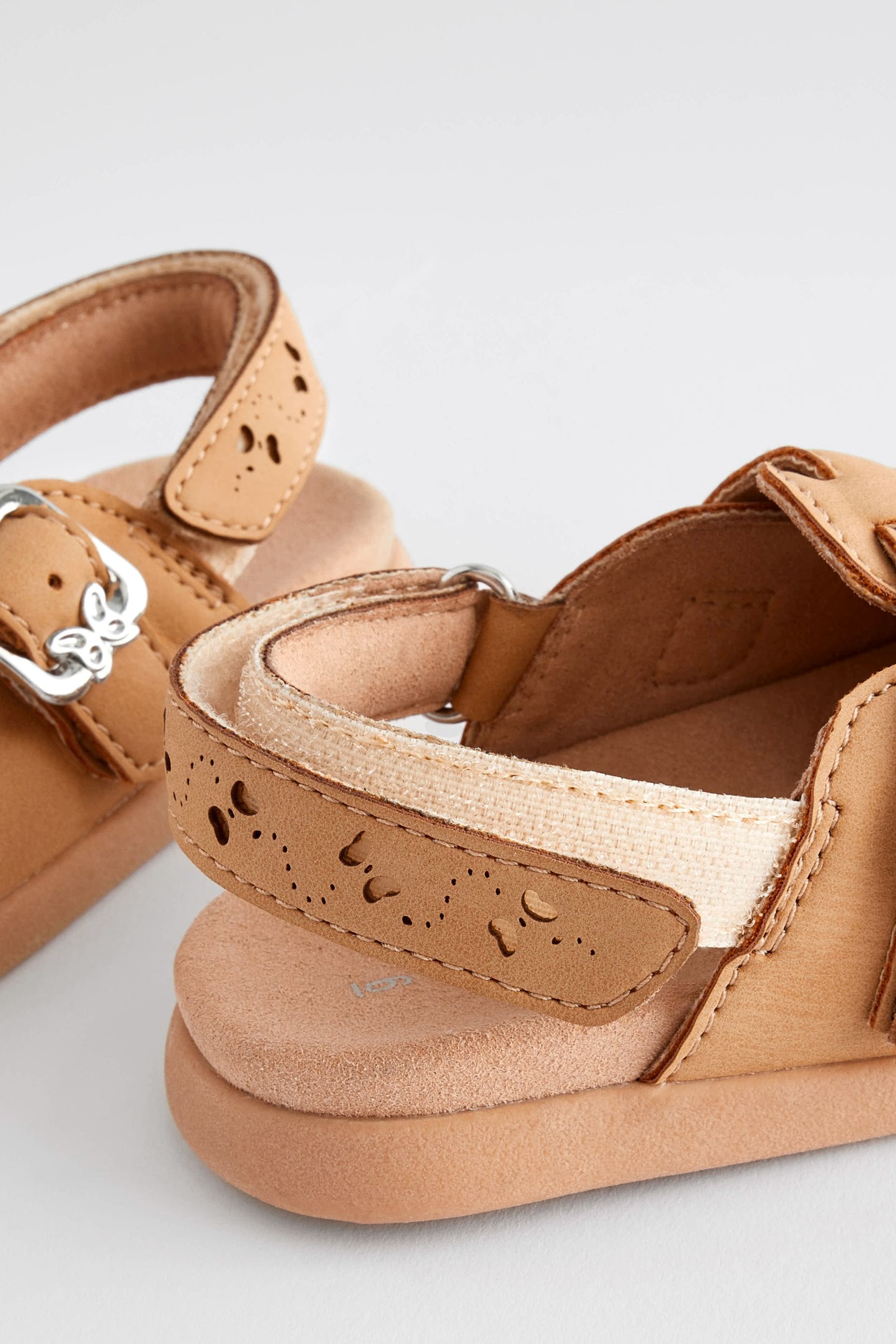 Brown Tan Ankle Strap Buckle Detail Clogs