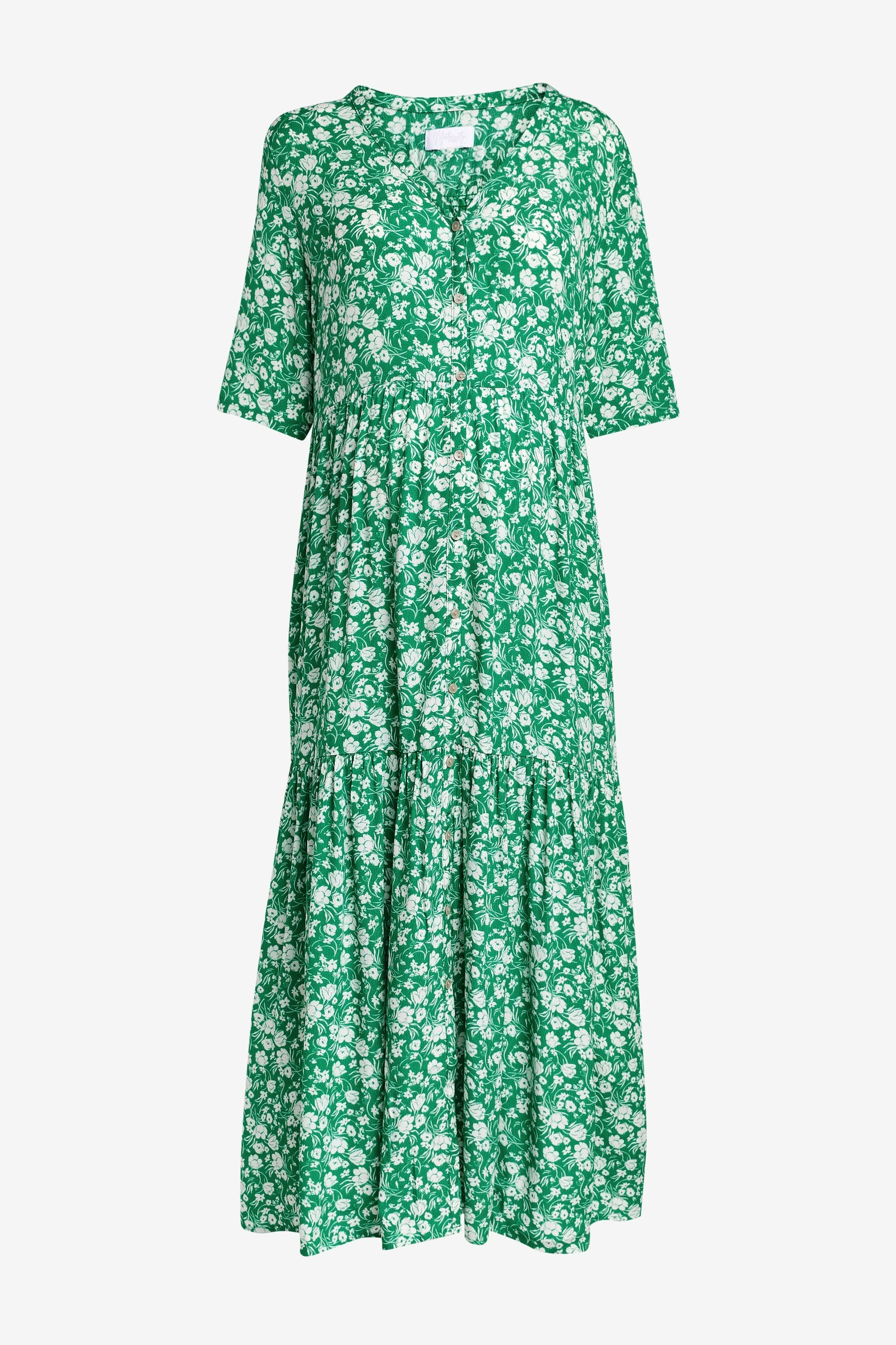 Green Floral Maternity Angel Sleeve Dress