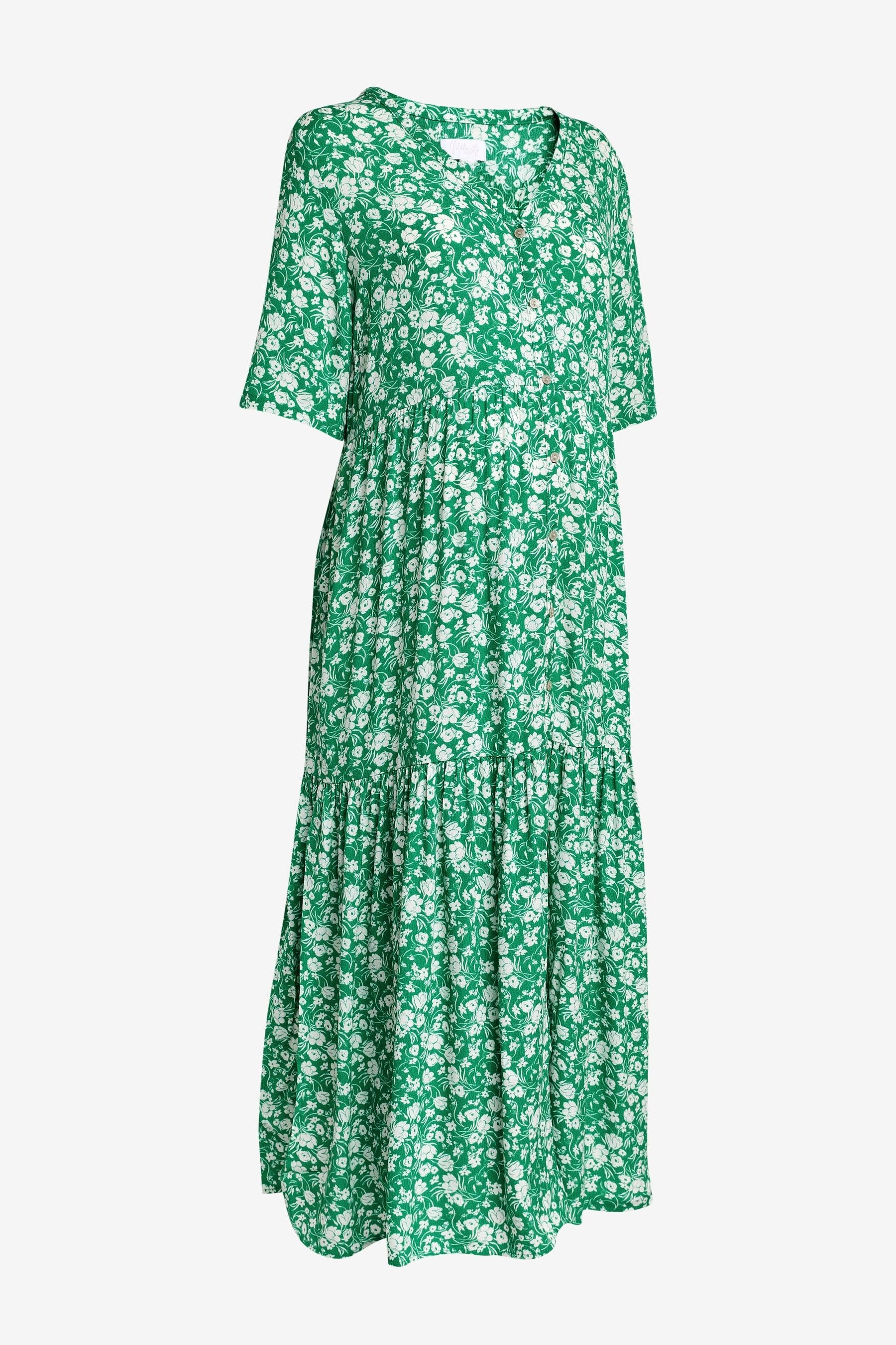 Green Floral Maternity Angel Sleeve Dress