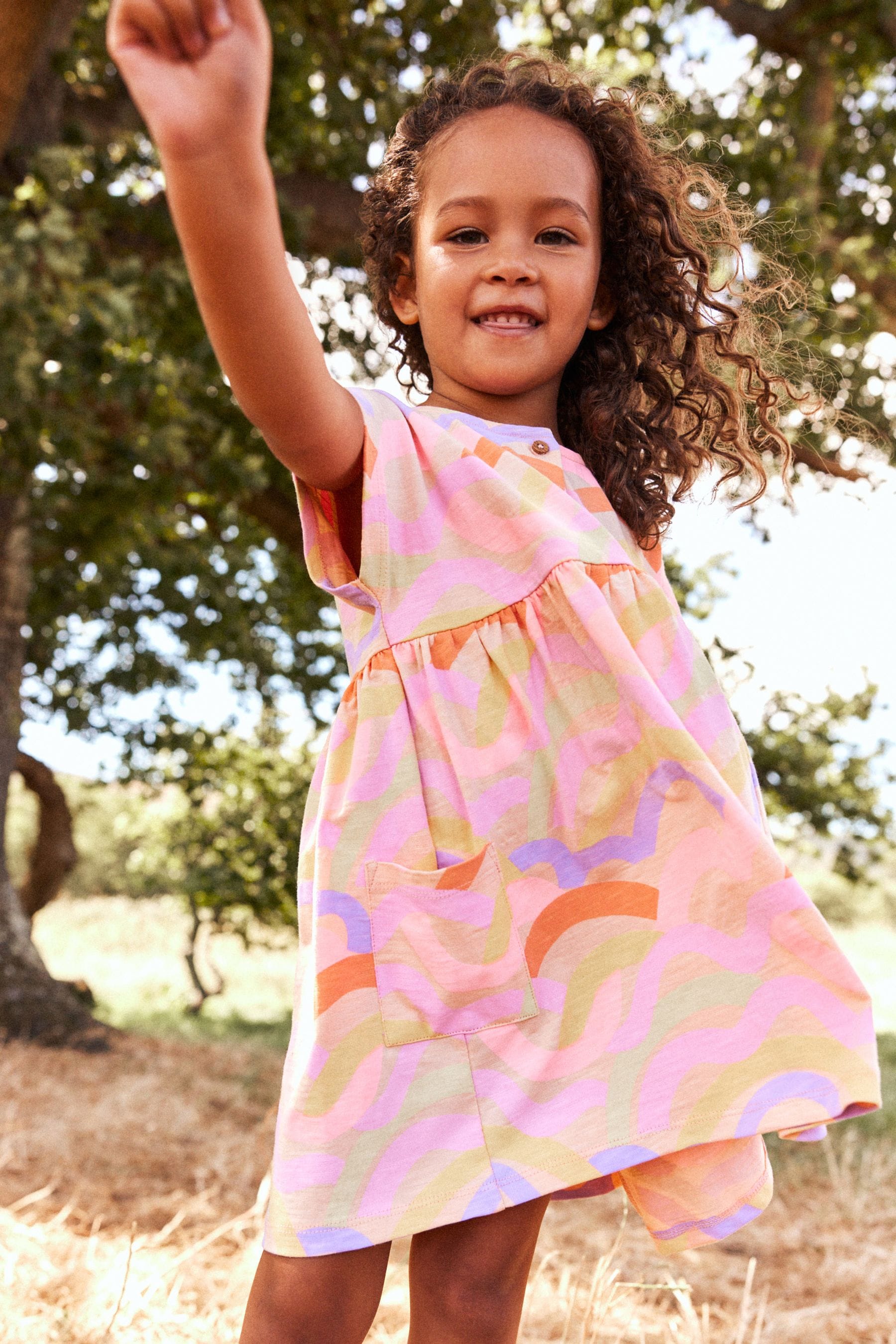 Rainbow 100% Cotton Short Sleeve Jersey Dress (3mths-7yrs)