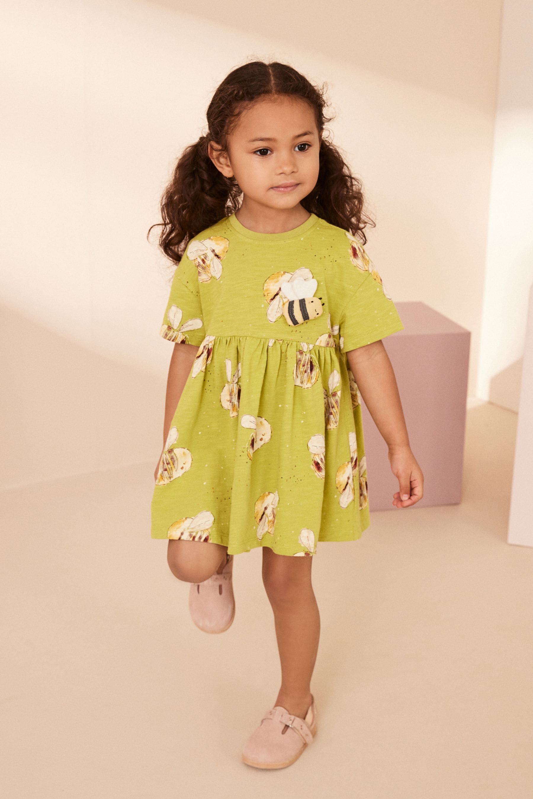 Green 100% Cotton Short Sleeve Jersey Dress (3mths-6yrs)