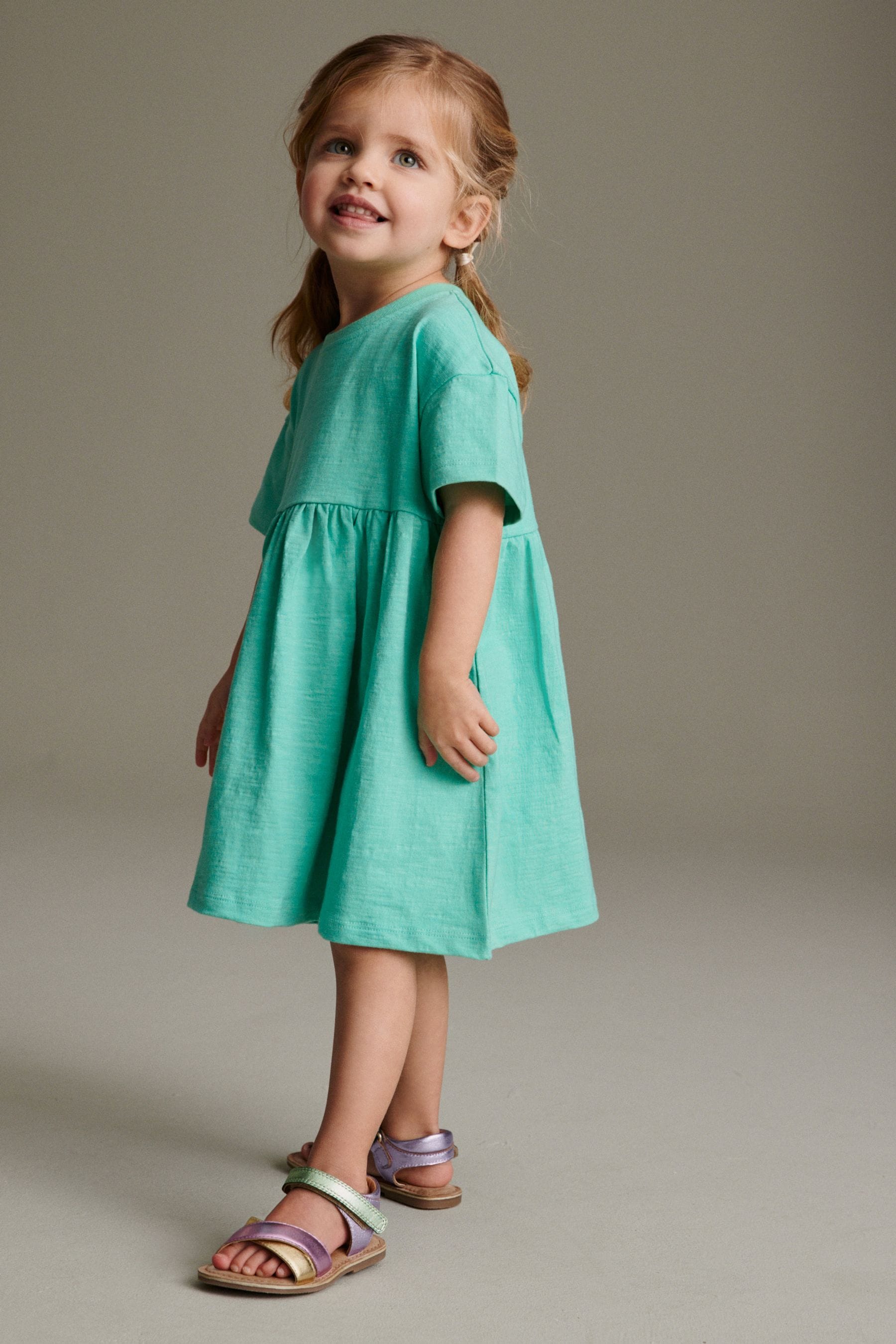 Light Teal Short Sleeve Jersey Dress (3mths-7yrs)