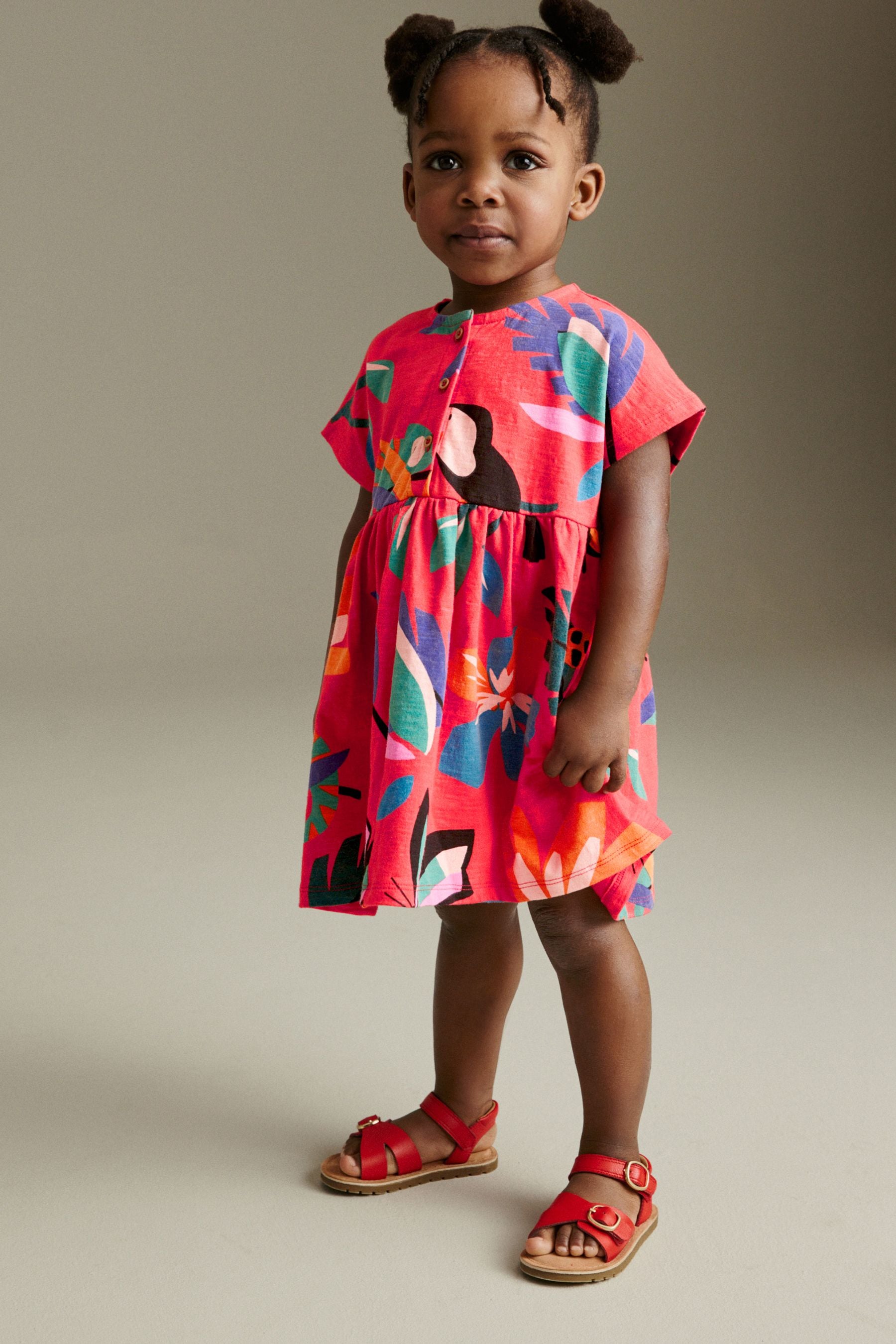 Red Short Sleeve Jersey Dress (3mths-7yrs)