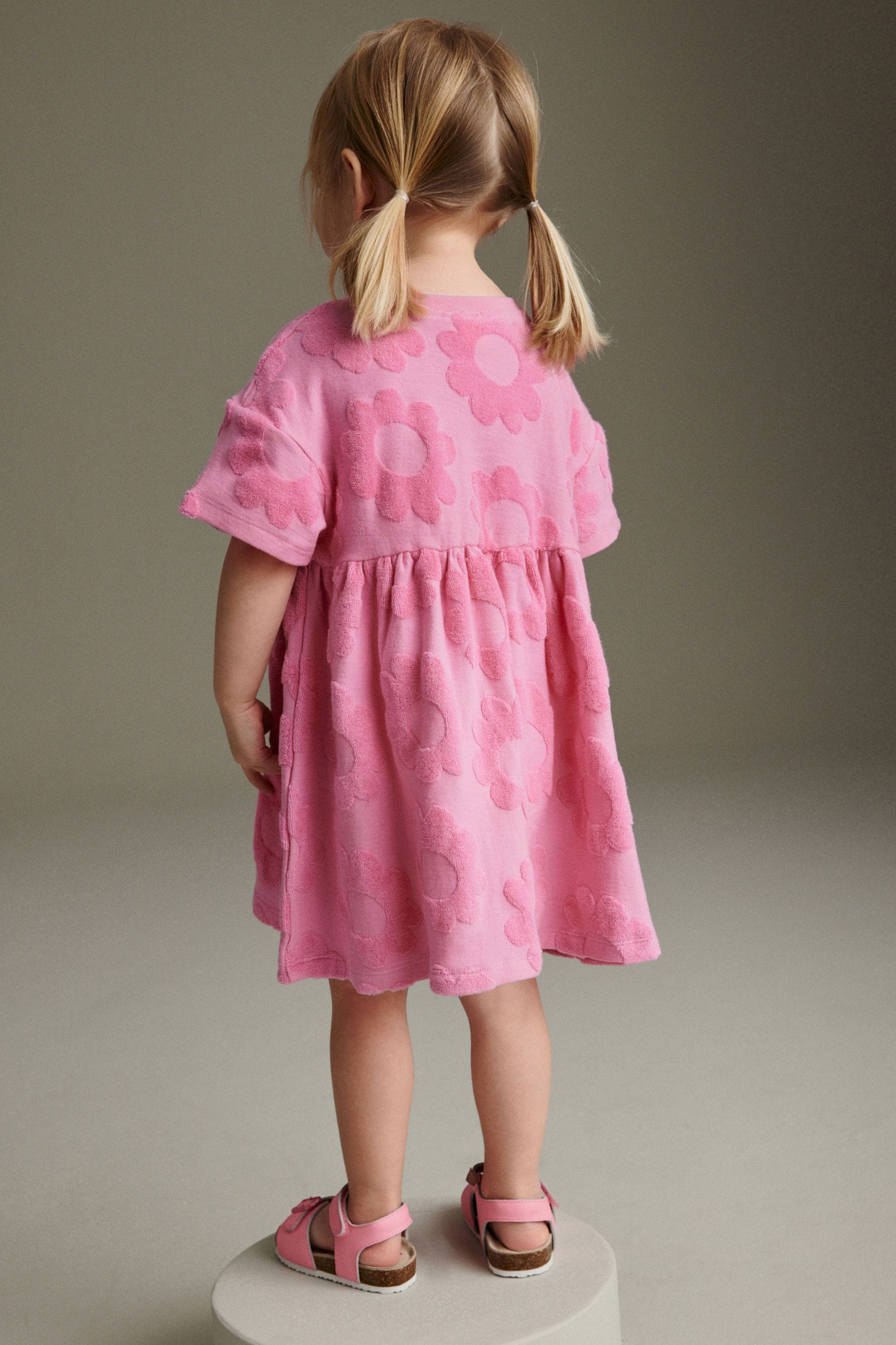 Bright Pink Textured Towelling Dress (3mths-7yrs)