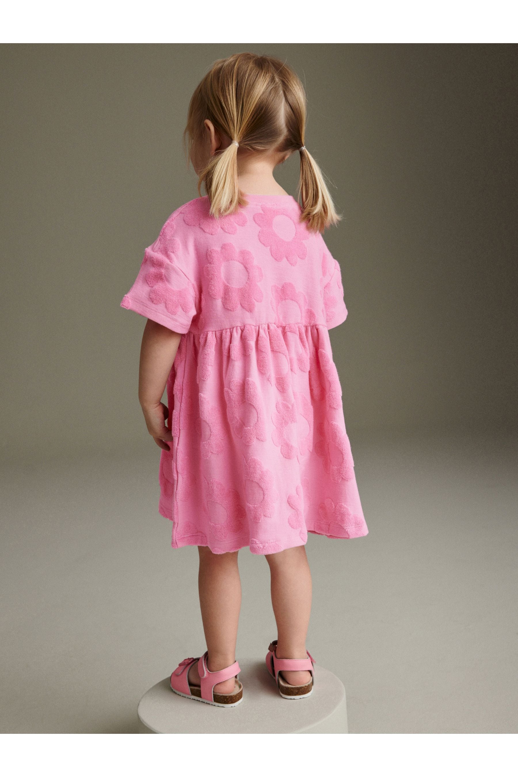 Bright Pink Textured Towelling Dress (3mths-7yrs)