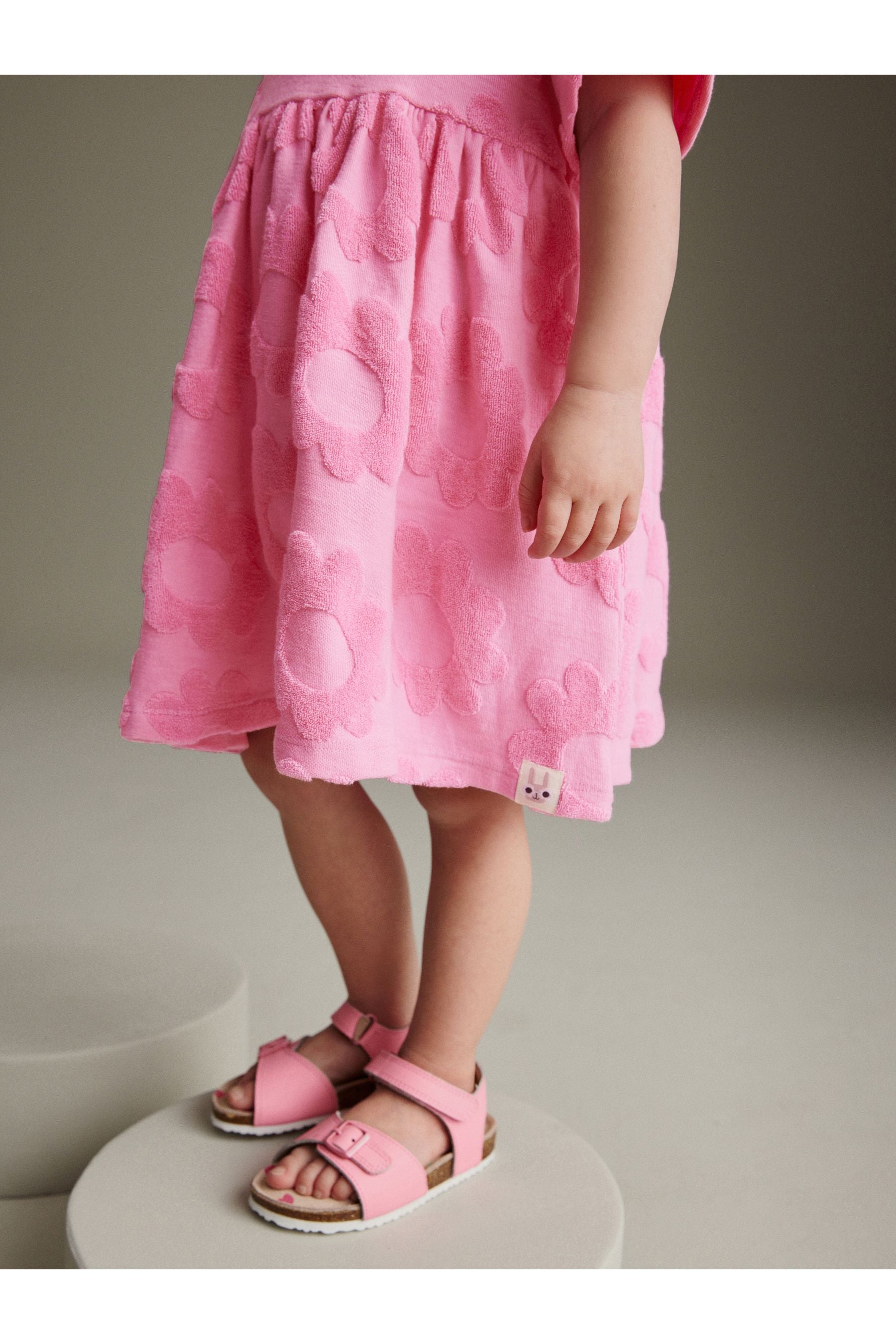 Bright Pink Textured Towelling Dress (3mths-7yrs)