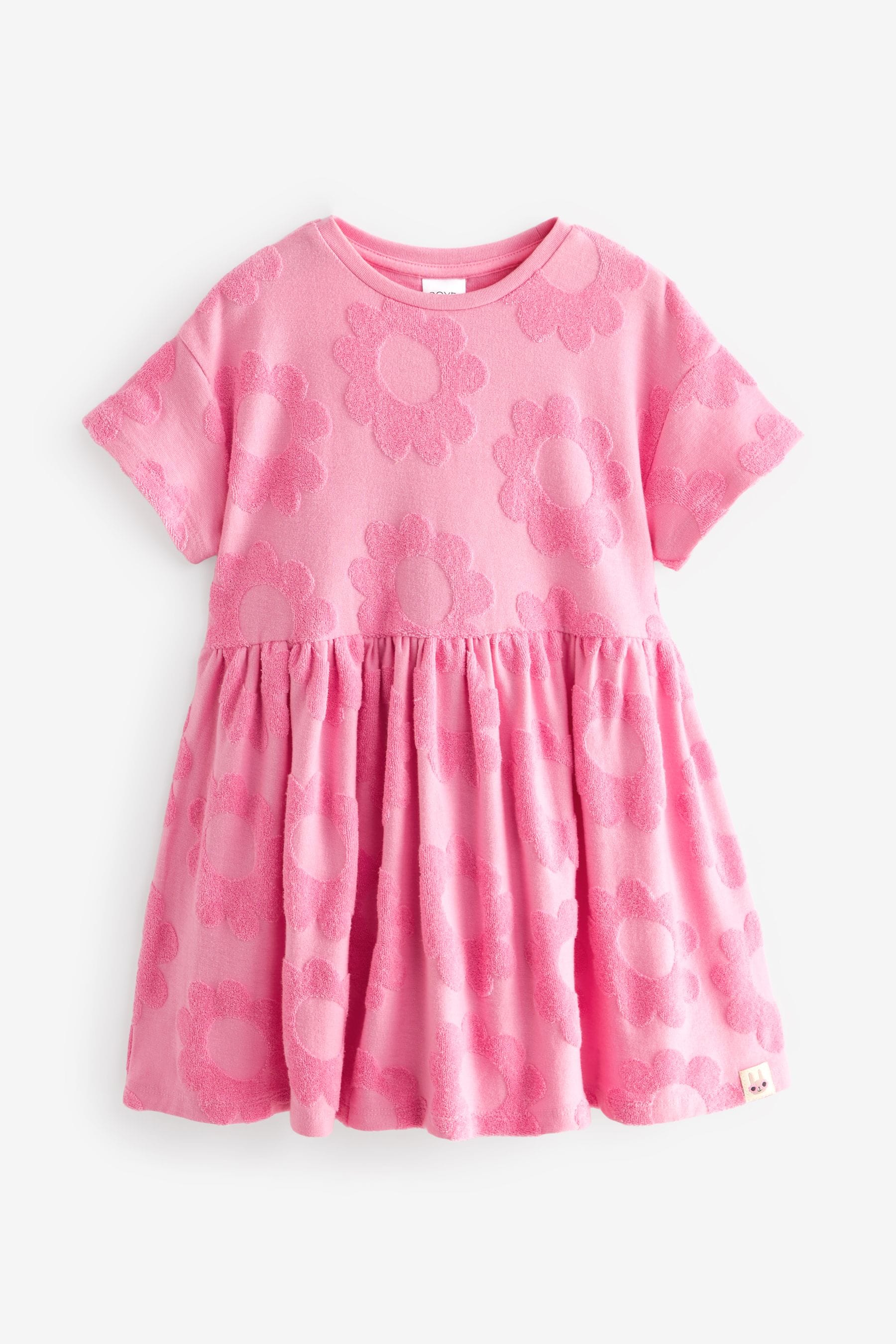 Bright Pink Textured Towelling Dress (3mths-7yrs)