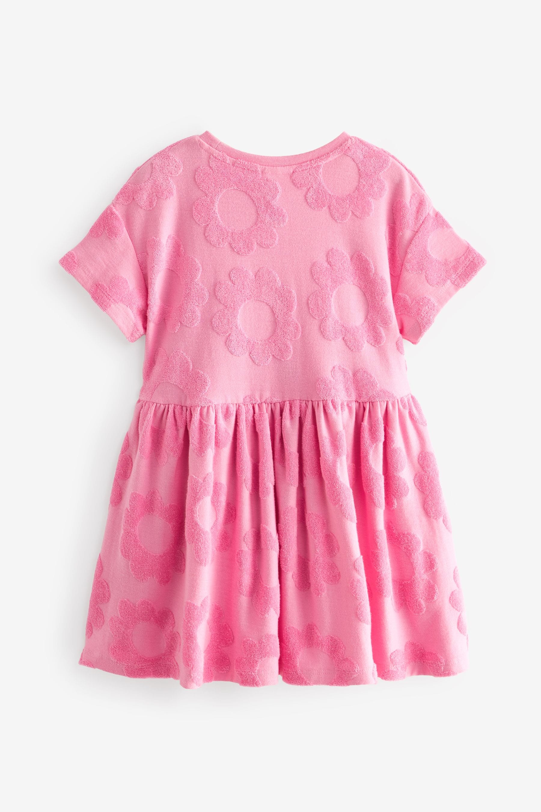 Bright Pink Textured Towelling Dress (3mths-7yrs)