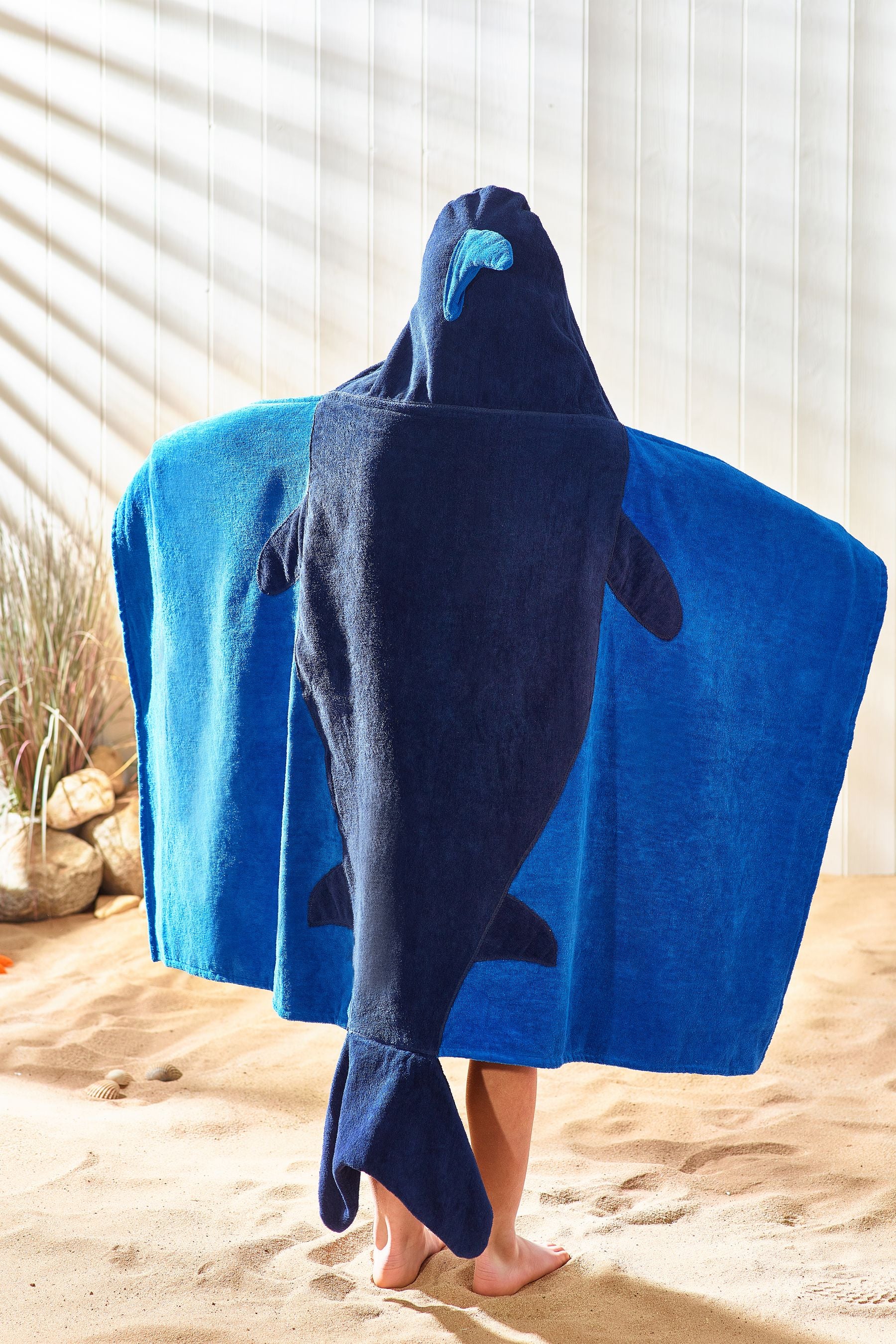 Blue Kids 100% Cotton Hooded Beach Towel