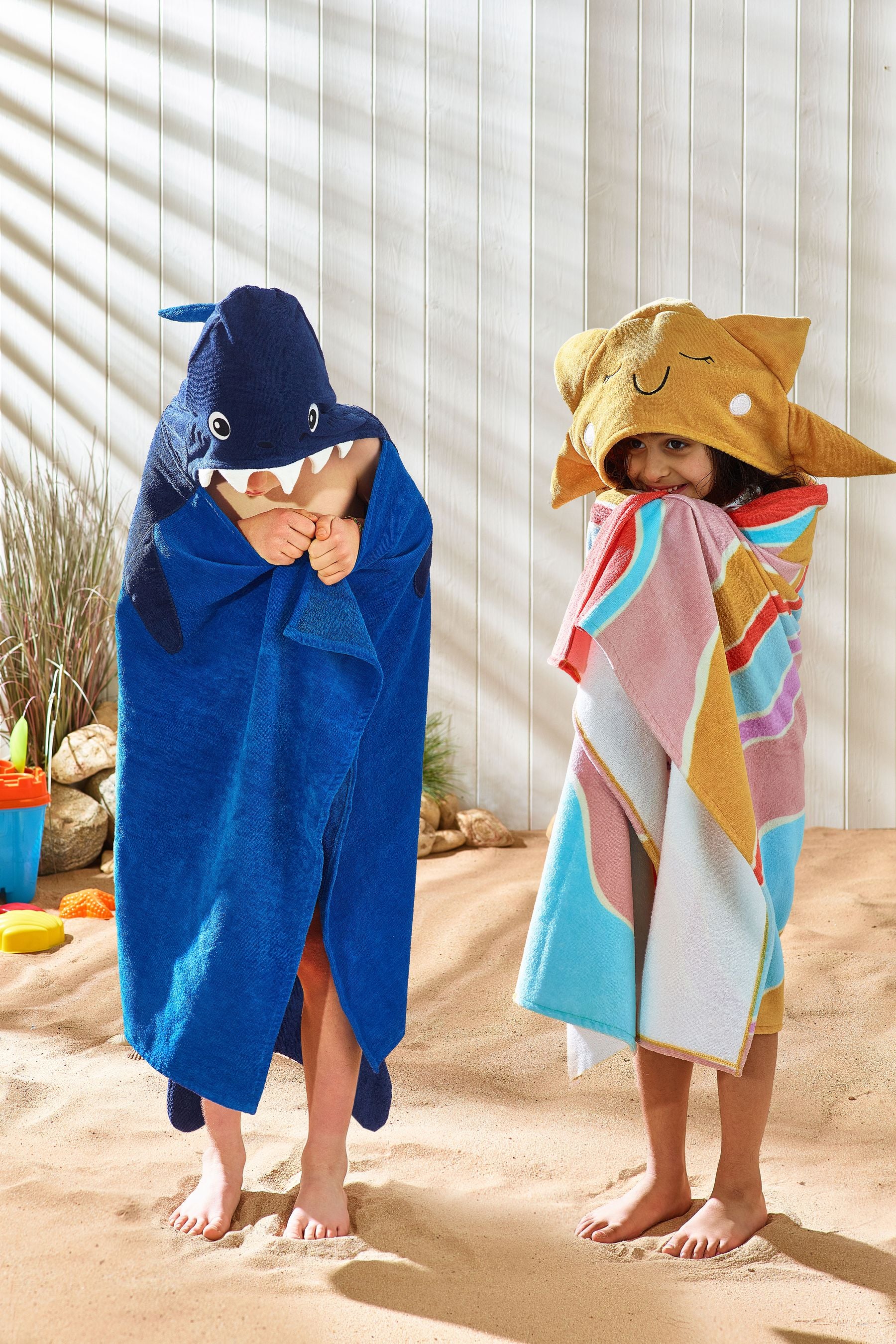 Blue Kids 100% Cotton Hooded Beach Towel