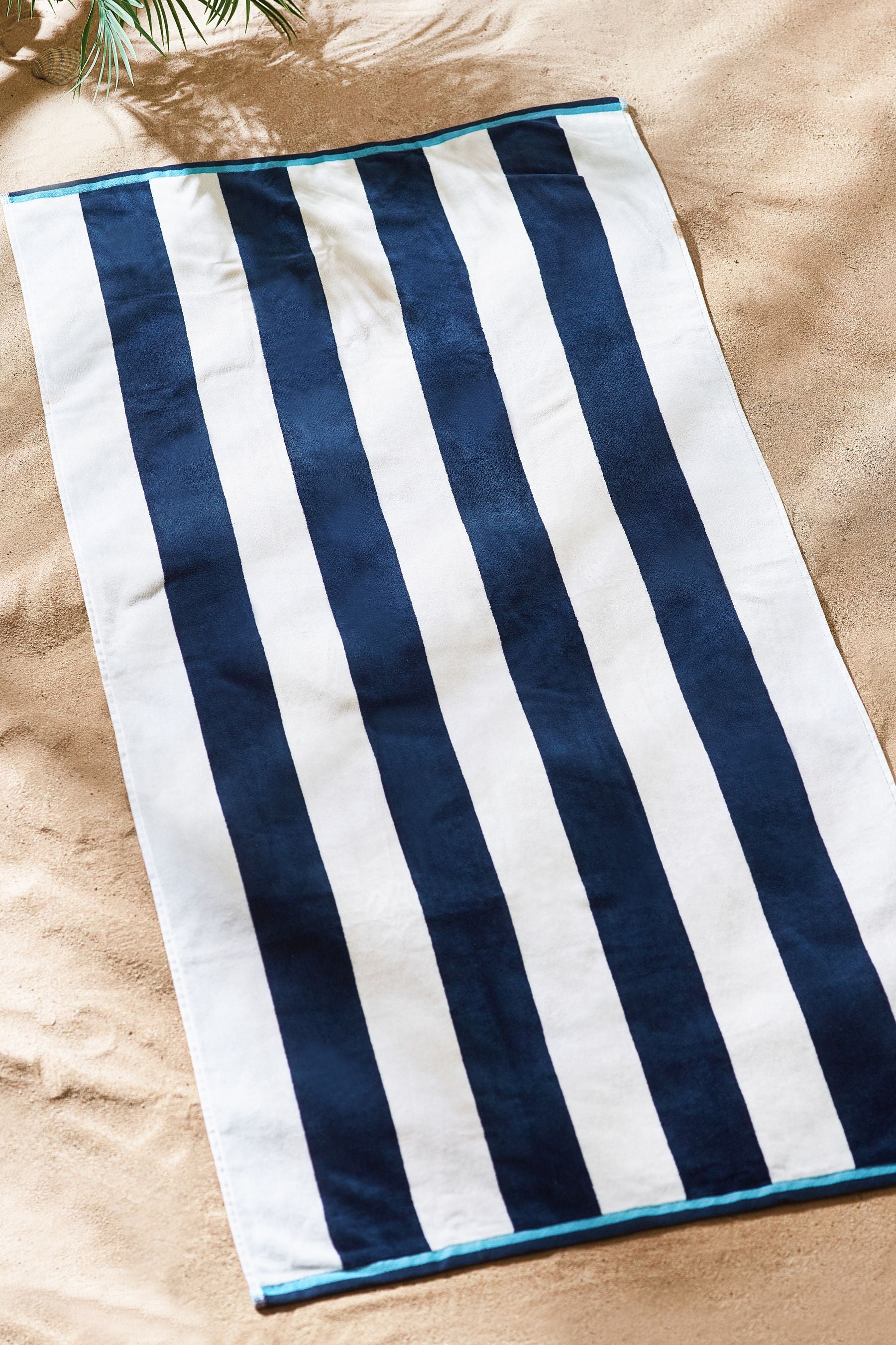 Blue Reversible Stripe 100% Cotton Beach Towel