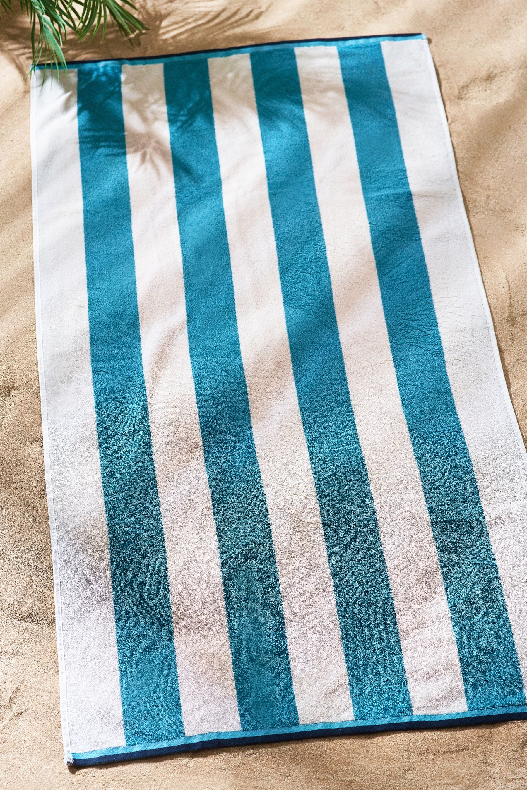 Blue Reversible Stripe 100% Cotton Beach Towel