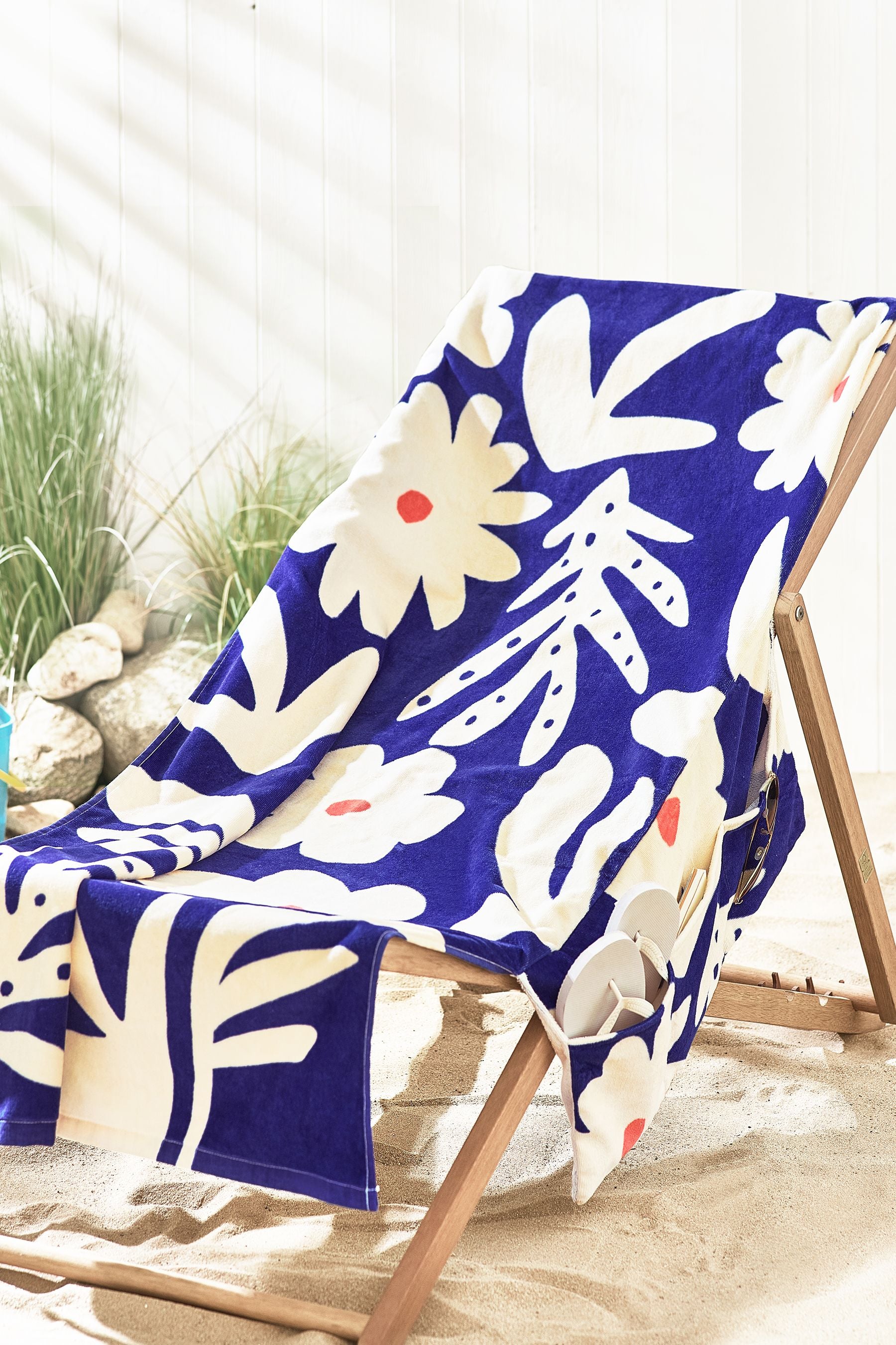 Blue Pocket 100% Cotton Beach Towel