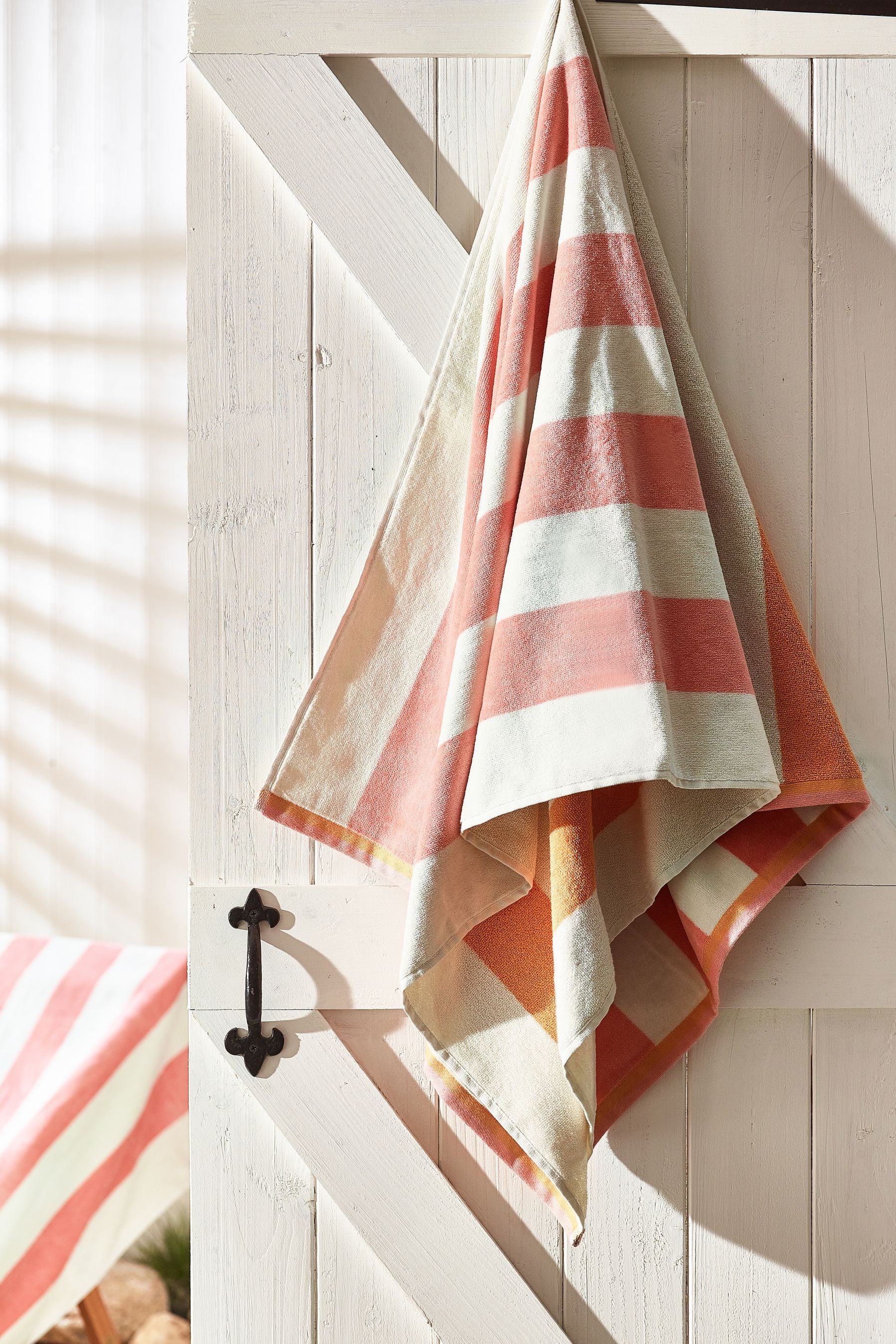 Pink Reversible Stripe 100% Cotton Beach Towel