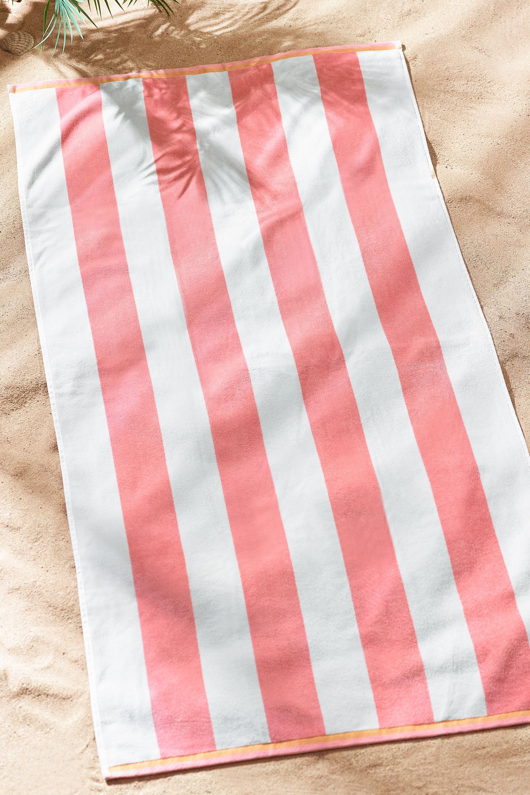 Pink Reversible Stripe 100% Cotton Beach Towel