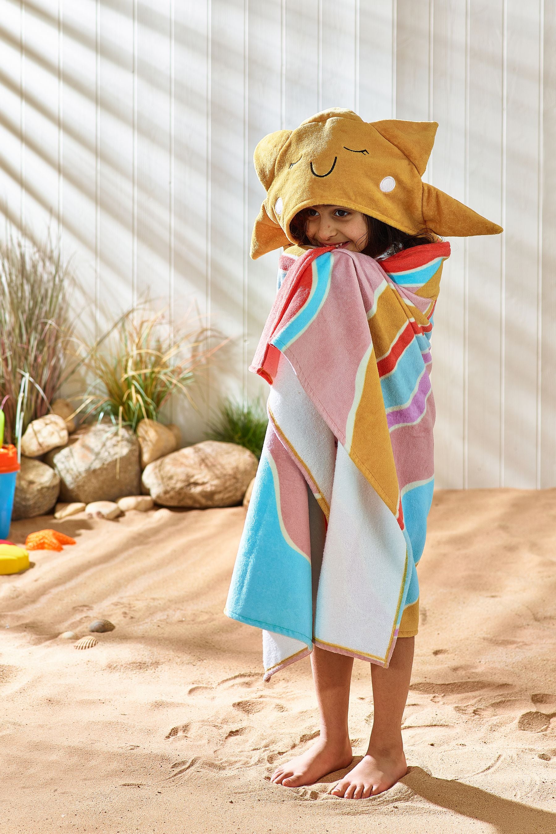 Pink Kids 100% Cotton Hooded Beach Towel