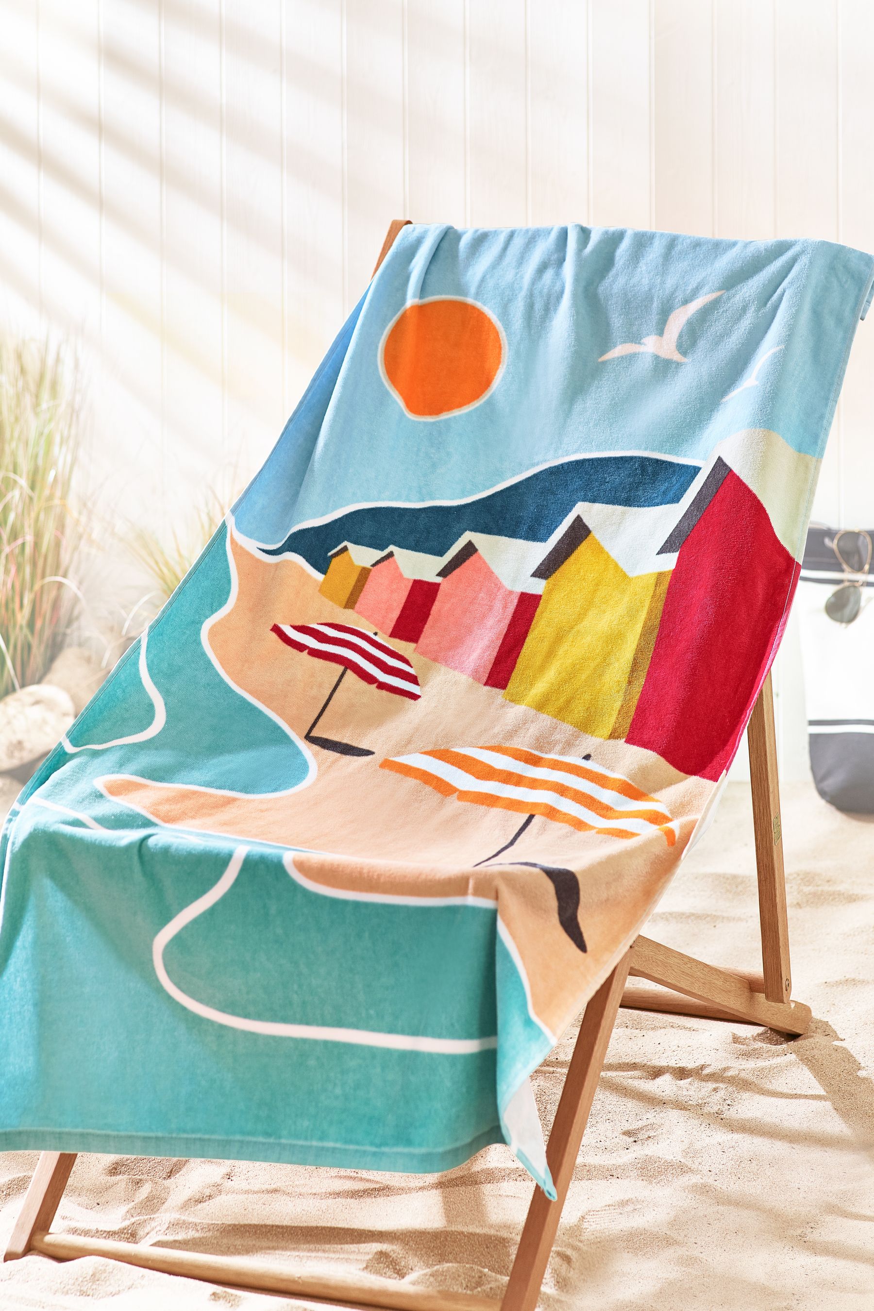 Multi Beach Scene 100% Cotton Beach Towel