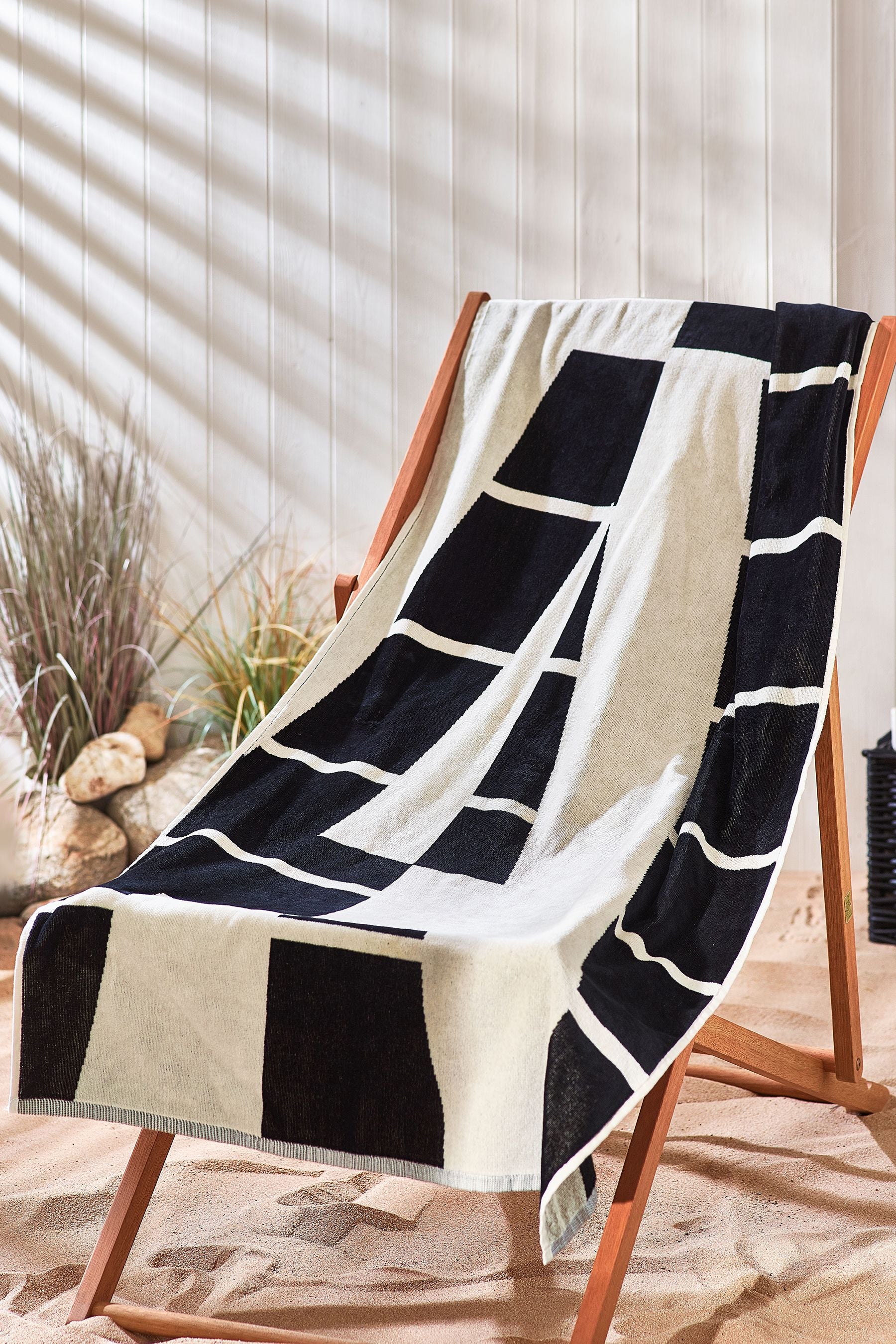 Monochrome Monogram 100% Cotton Beach Towel