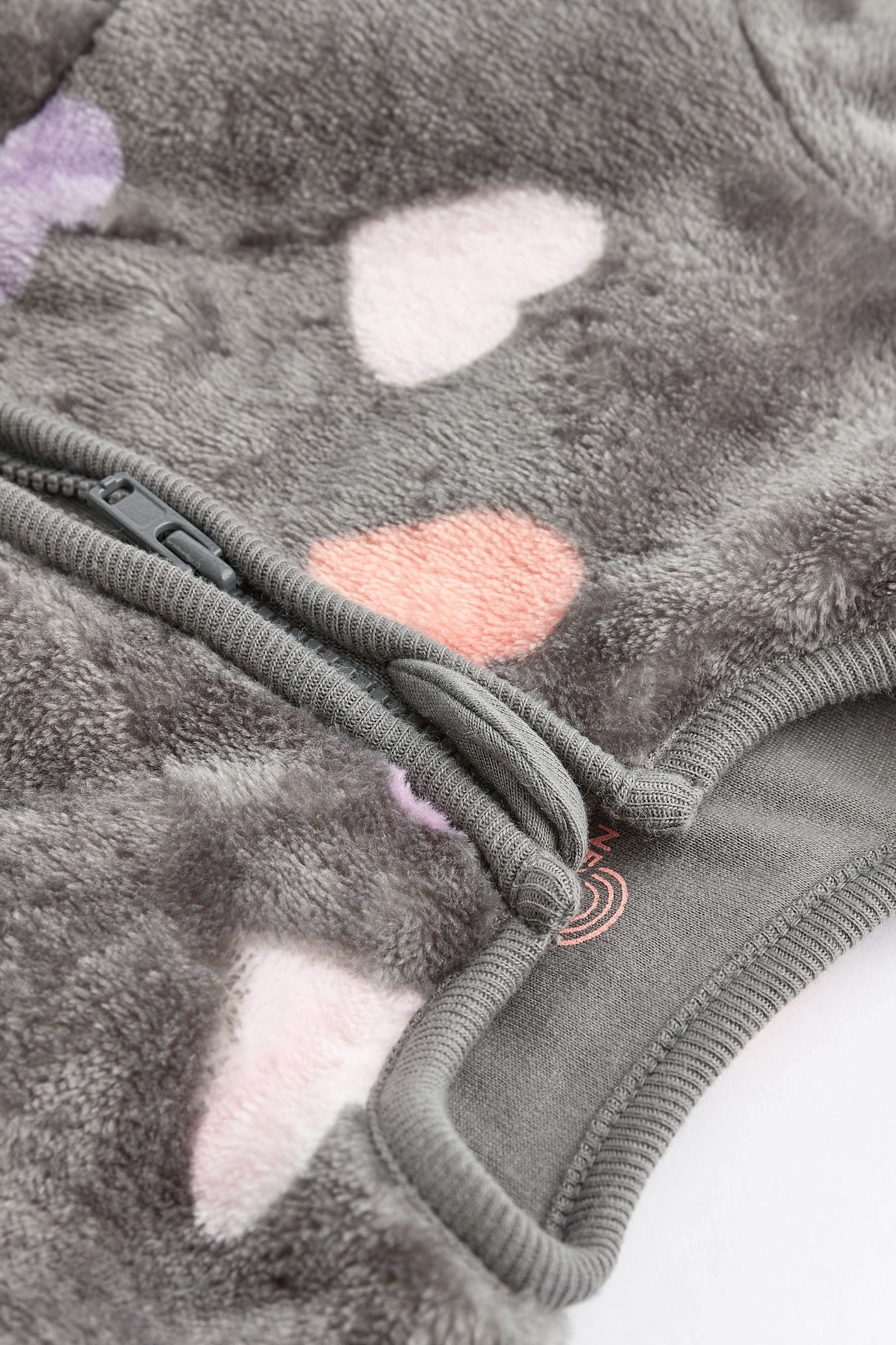 Grey Hearts 2.5 Tog Fleece Supersoft Baby Sleep Bag