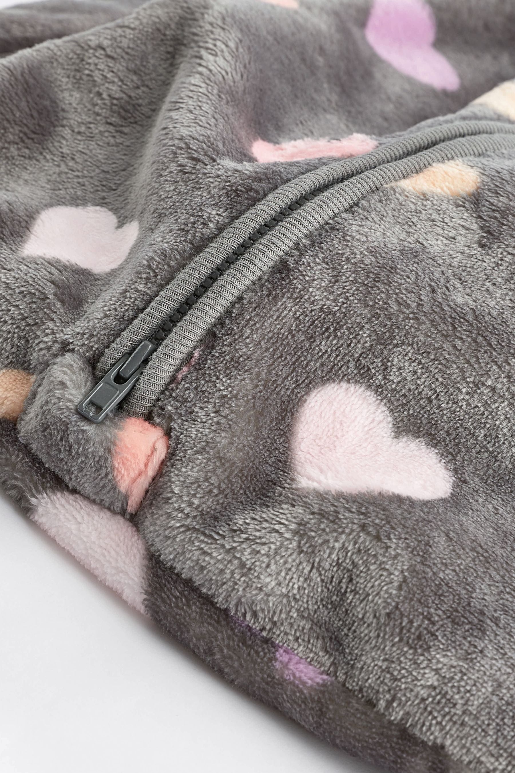 Grey Hearts 2.5 Tog Fleece Supersoft Baby Sleep Bag