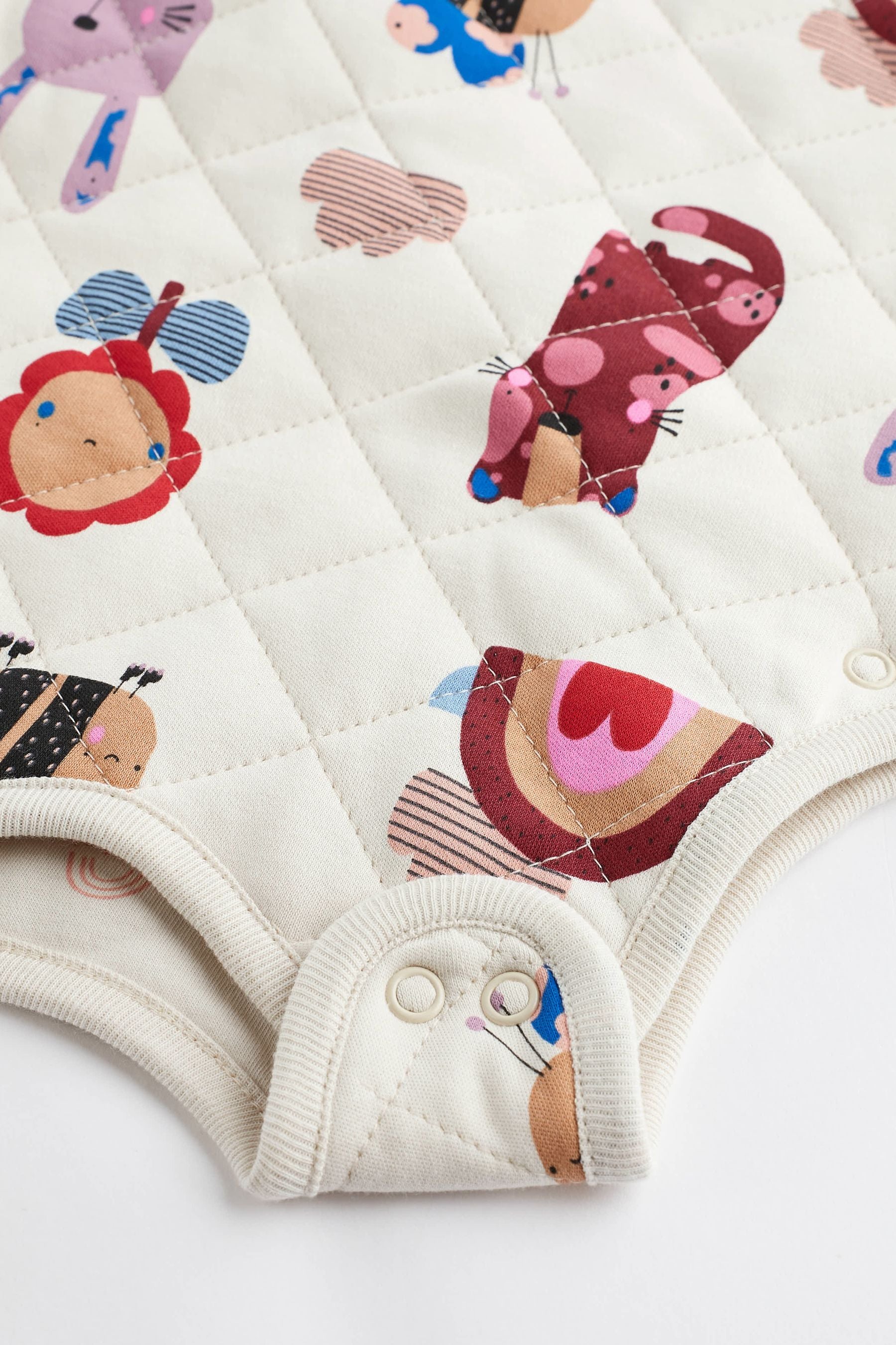 Natural Quilted Animals 2.5 Tog Baby 100% Cotton Sleep Bag