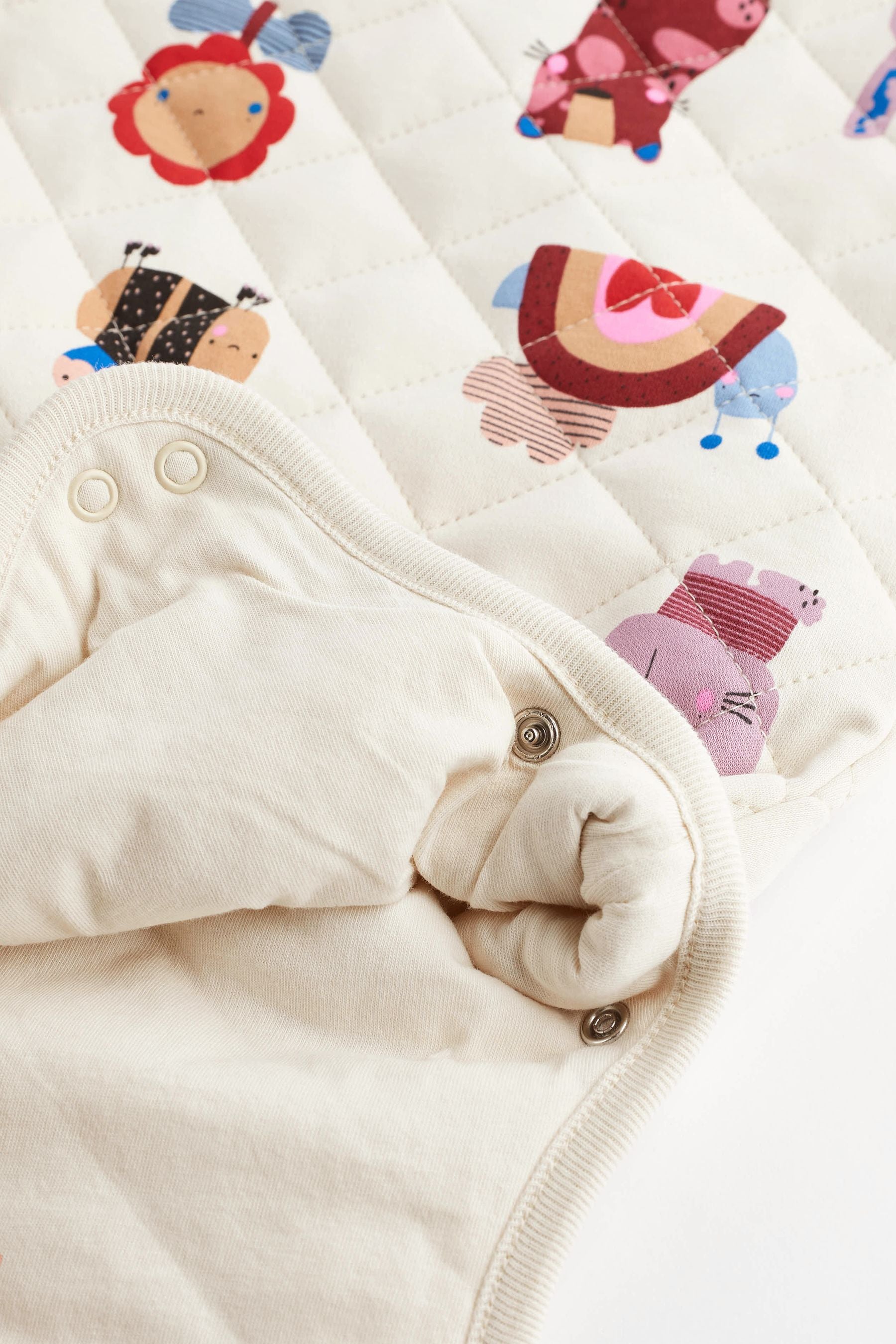 Natural Quilted Animals 2.5 Tog Baby 100% Cotton Sleep Bag