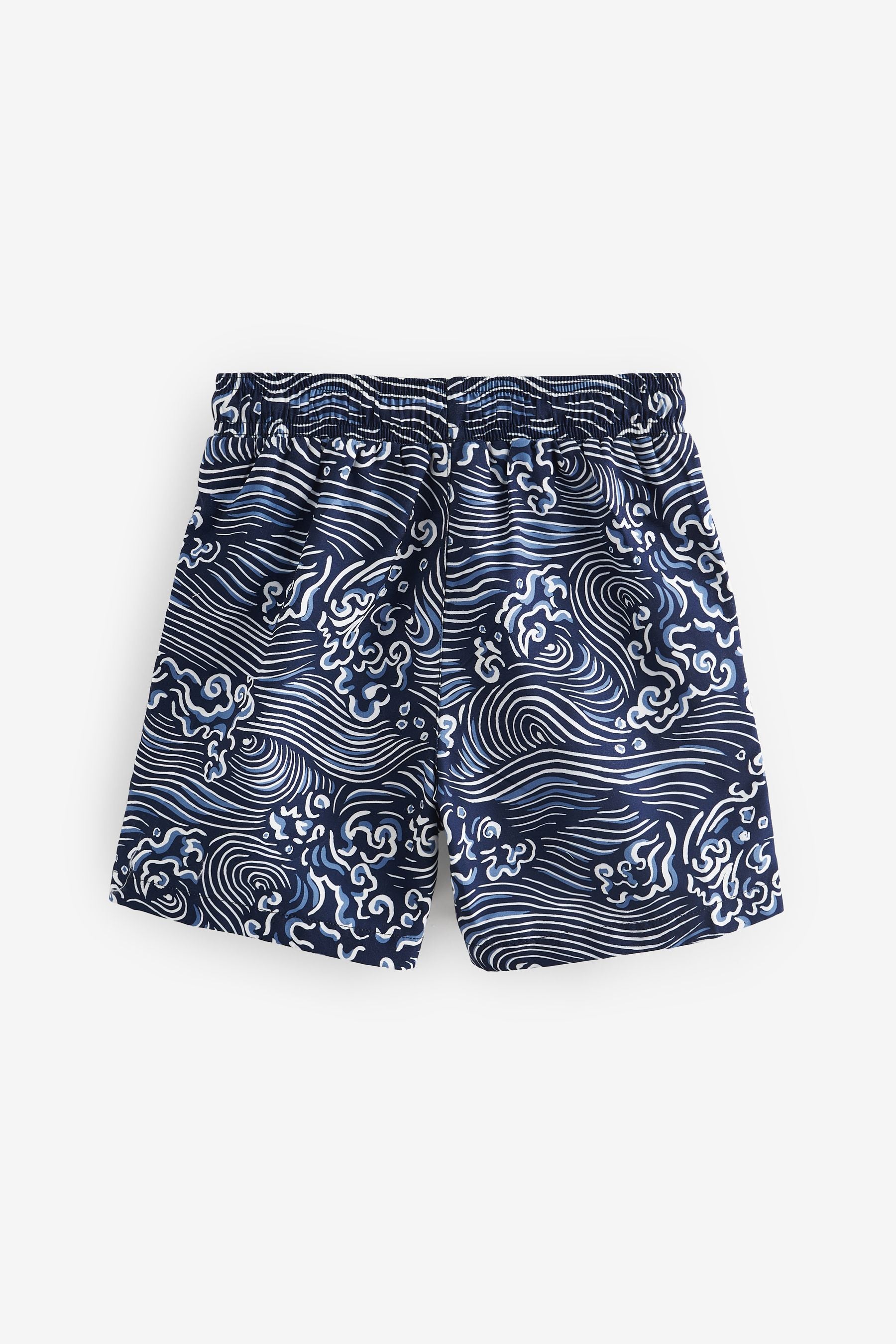 Navy Blue Wave Printed Swim Shorts (3mths-16yrs)