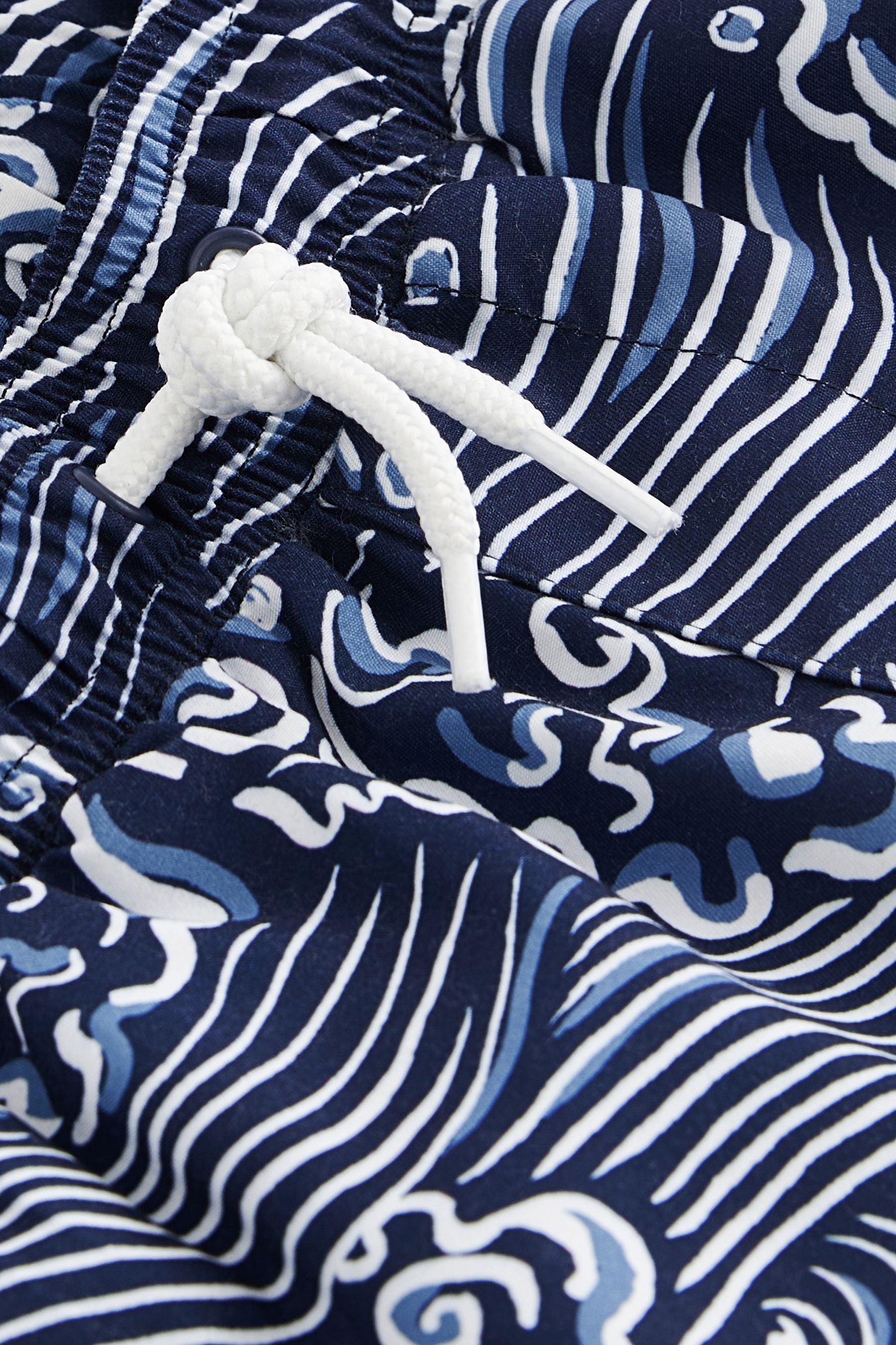 Navy Blue Wave Printed Swim Shorts (3mths-16yrs)