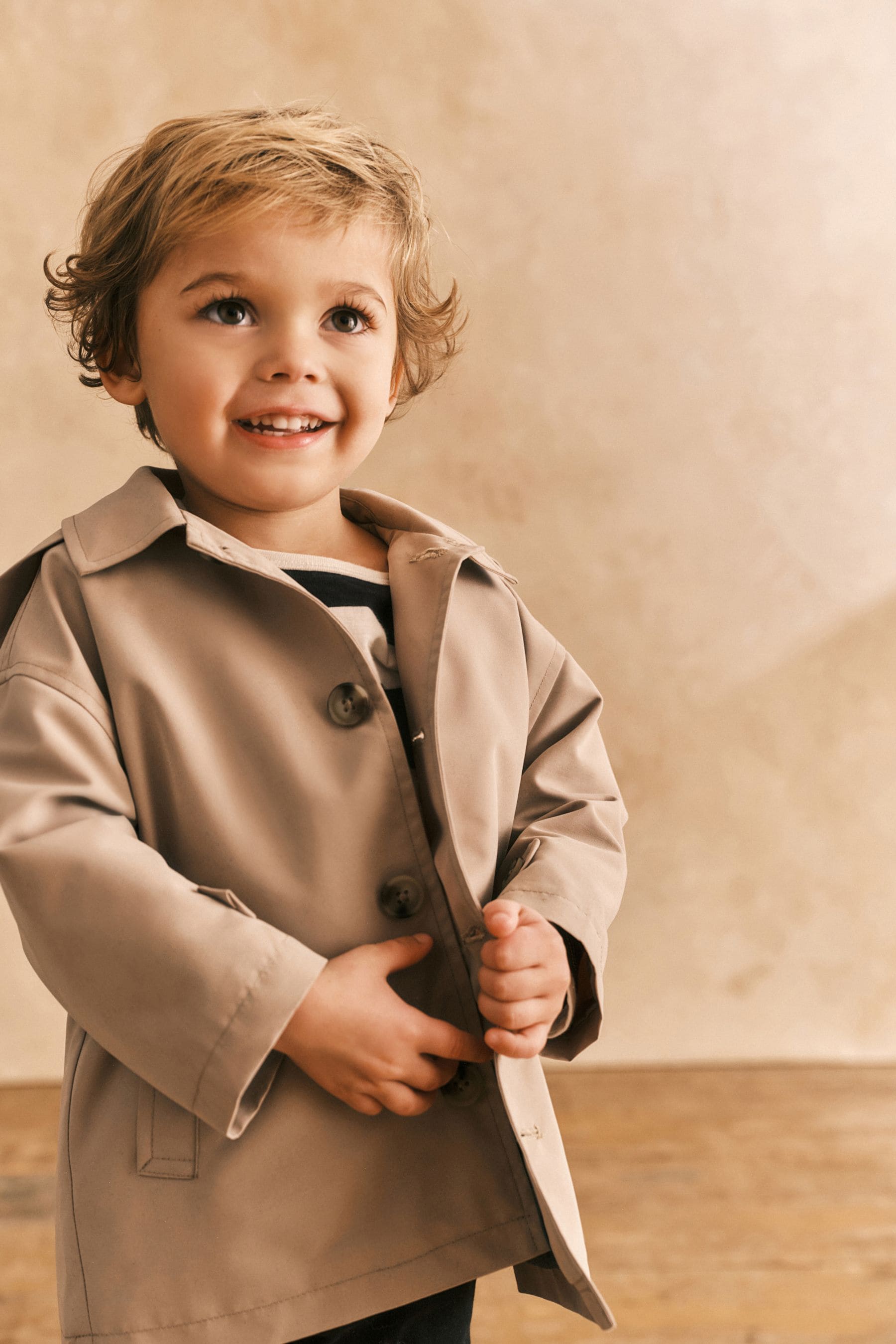 Neutral Shower Resistant Trench Coat (3mths-7yrs)