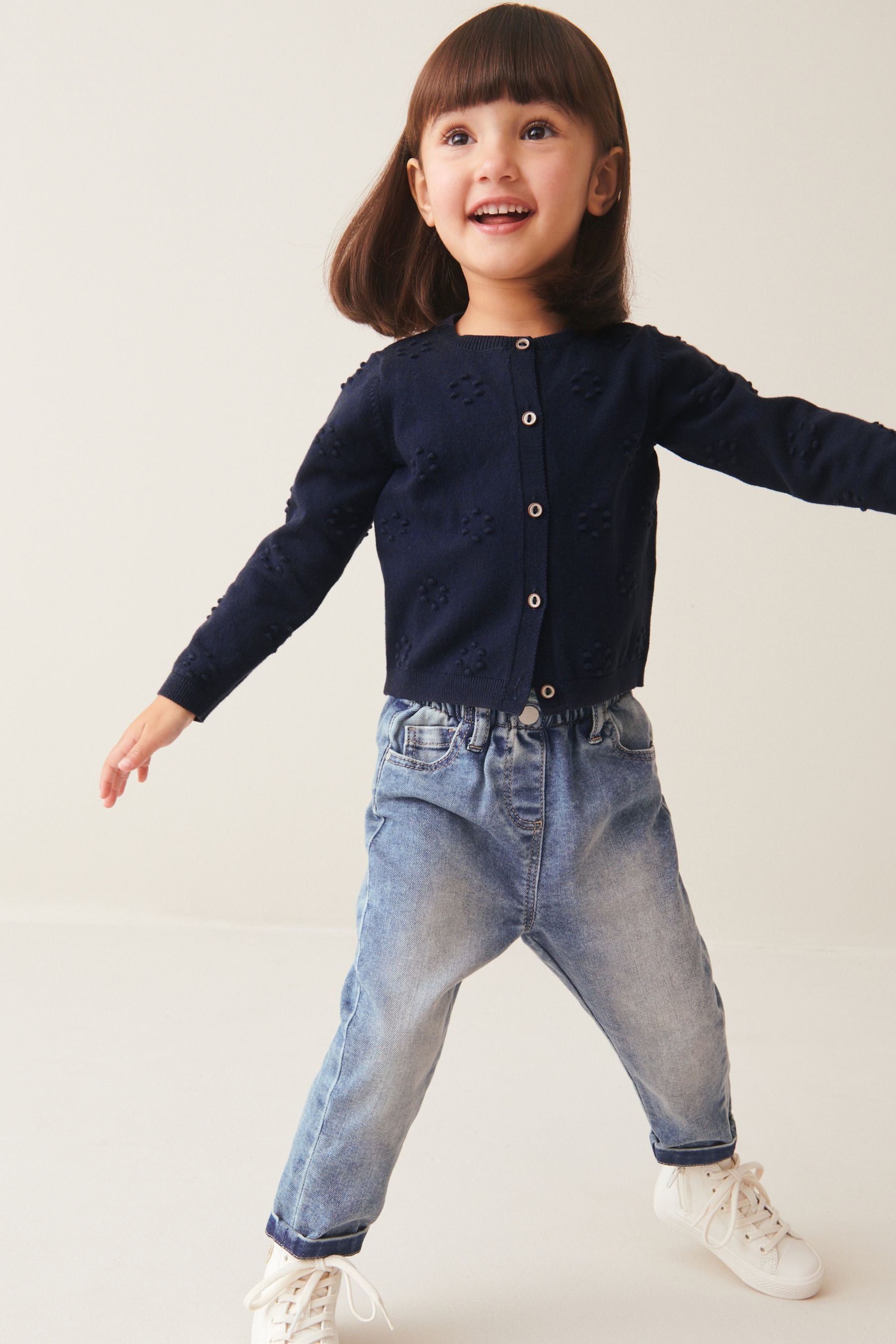 Navy Bobble Cardigan (3mths-10yrs)