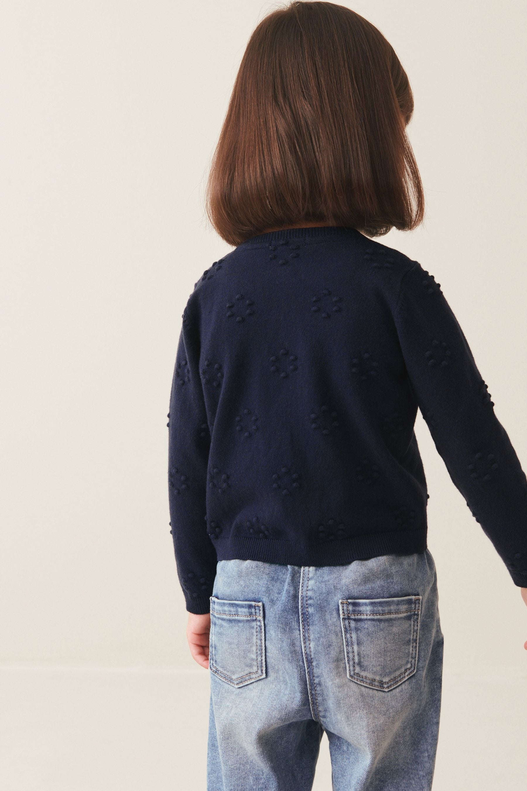 Navy Bobble Cardigan (3mths-10yrs)