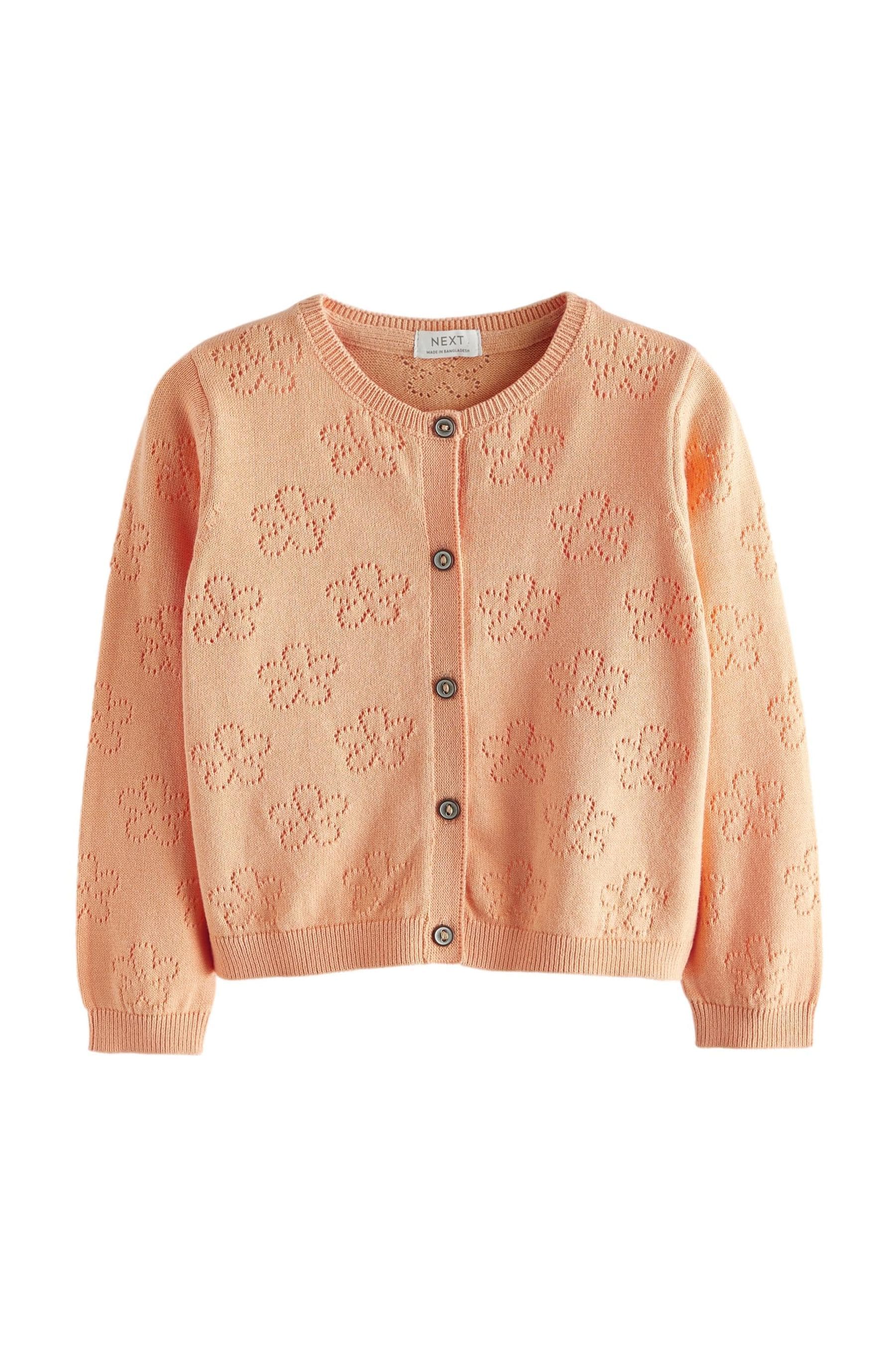 Orange Flower Pointelle Cardigan (3mths-10yrs)