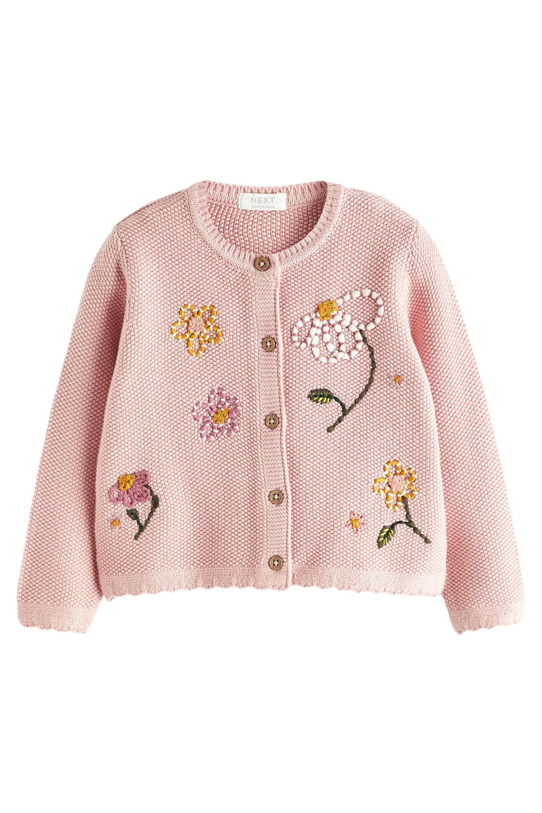 Pink Flower Embroidered Cardigan (3mths-7yrs)