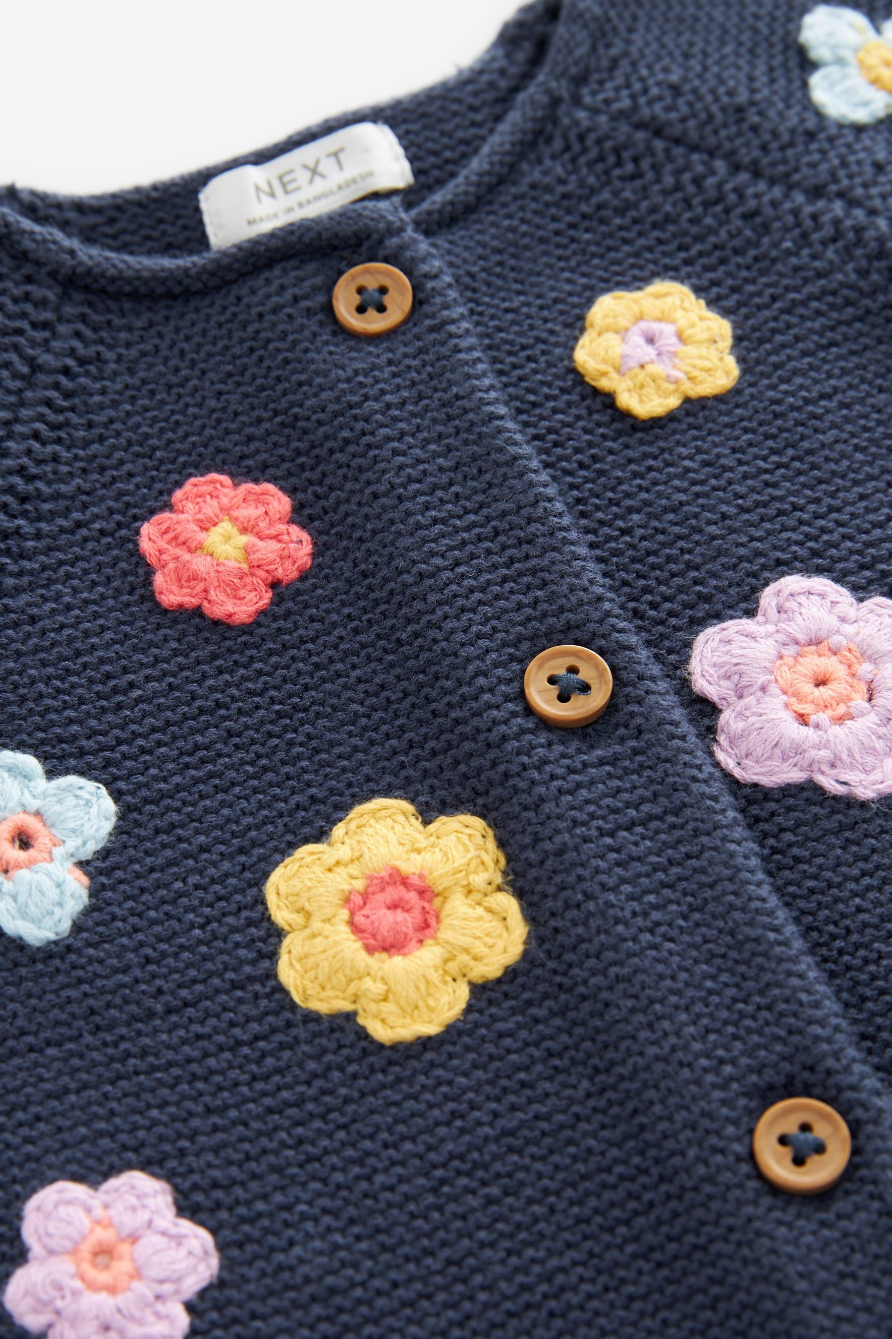 Navy Crochet Flower Cardigan (3mths-7yrs)