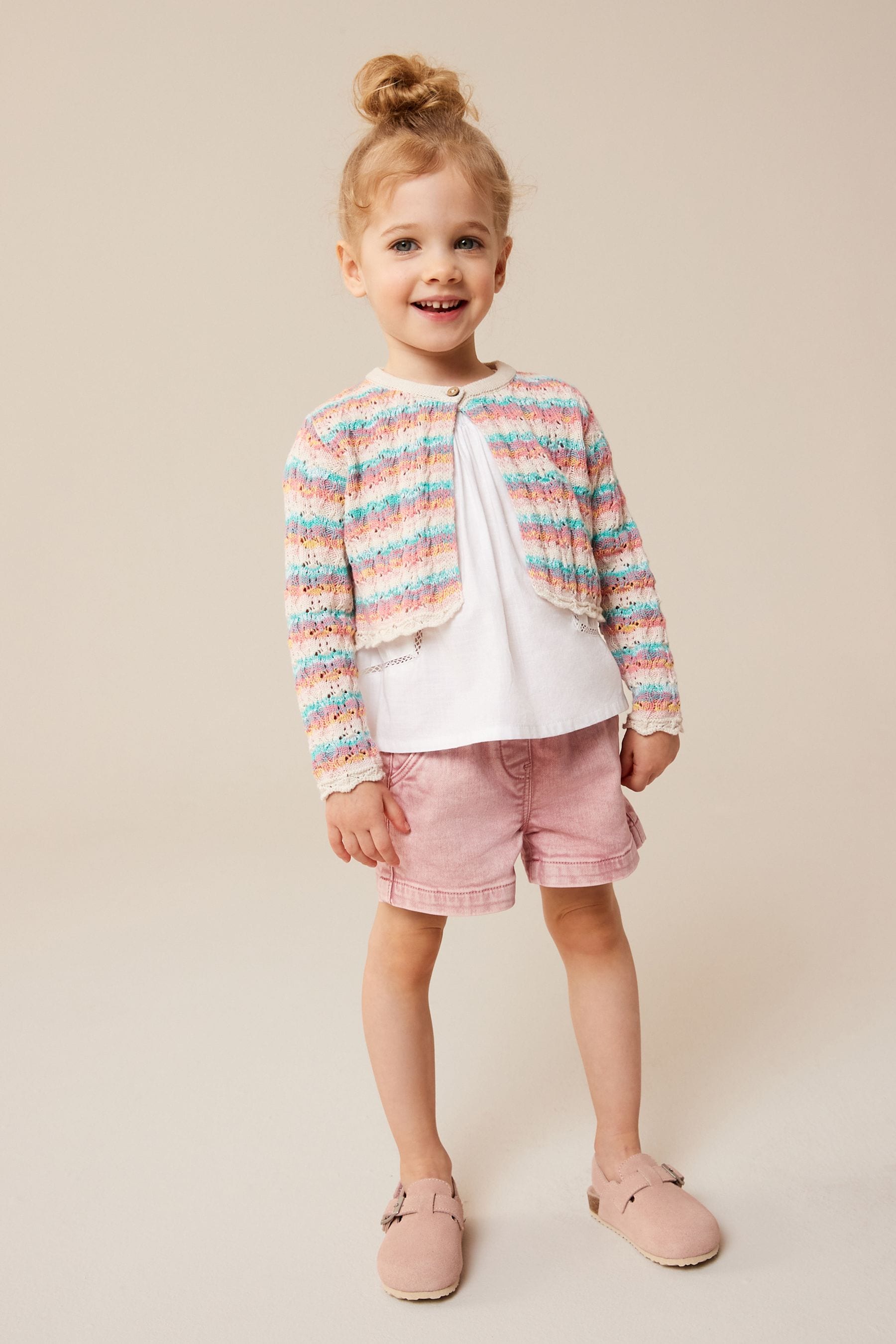 Rainbow 100% Cotton Crochet Cardigan (3mths-10yrs)