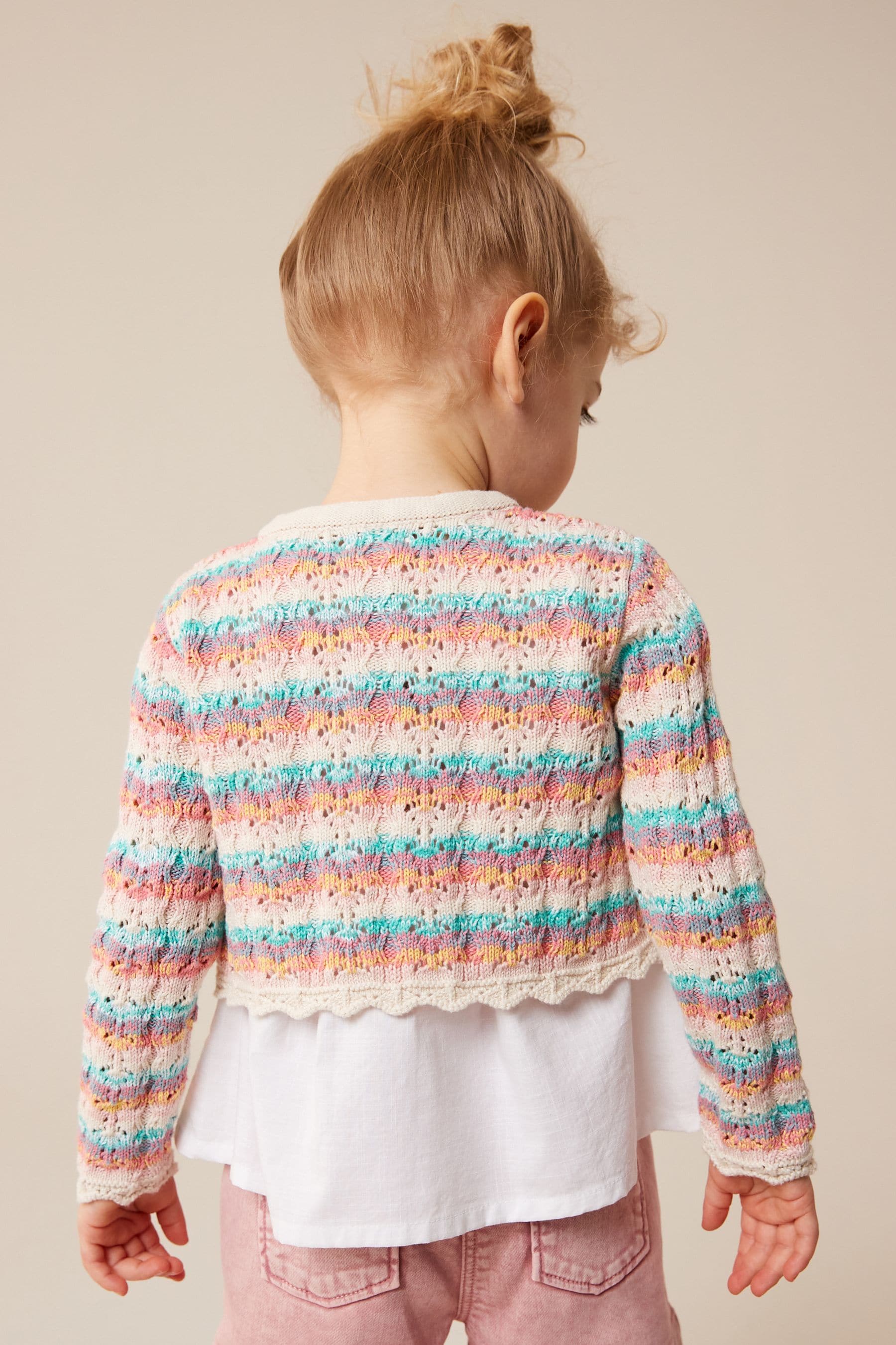 Rainbow 100% Cotton Crochet Cardigan (3mths-10yrs)