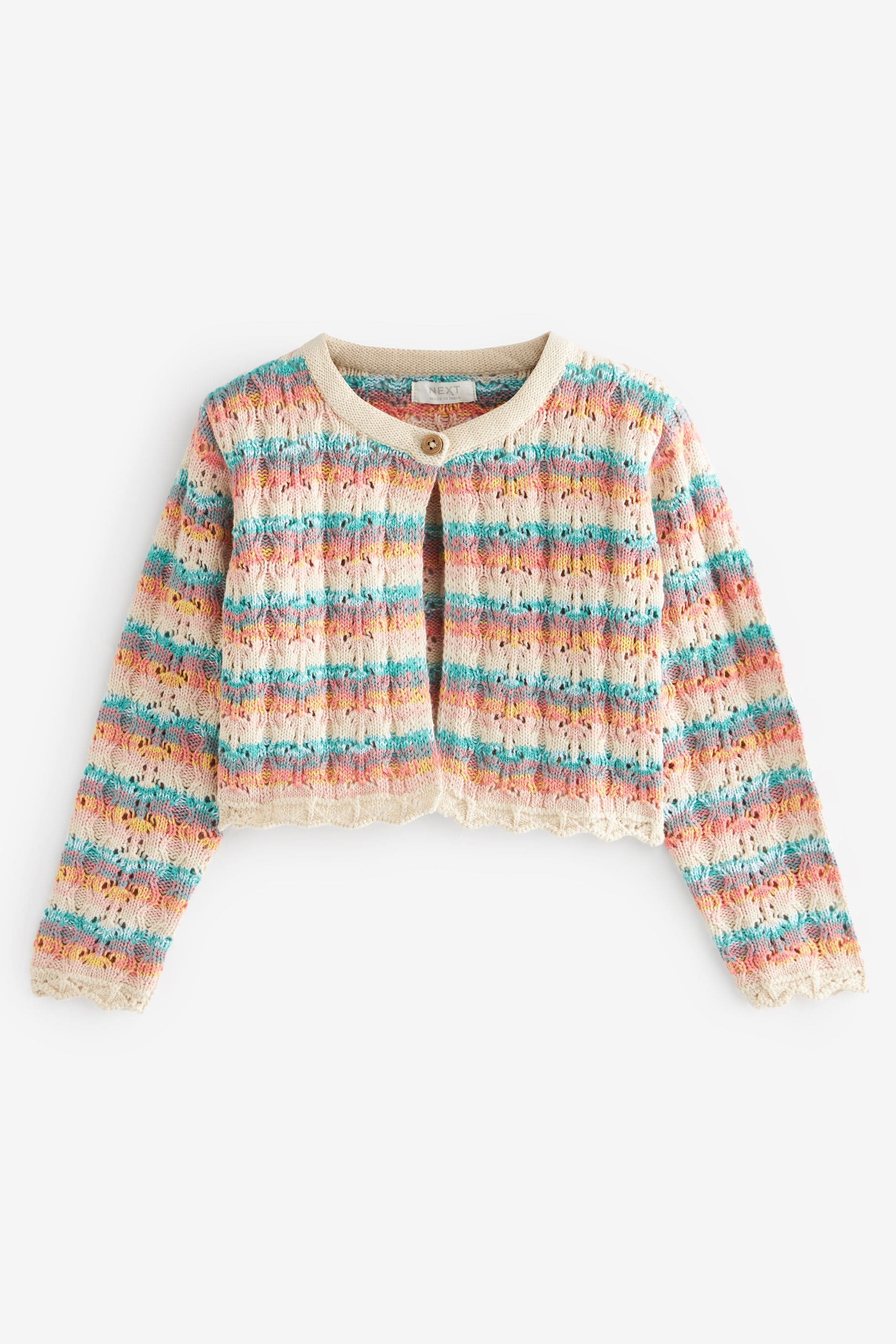 Rainbow 100% Cotton Crochet Cardigan (3mths-10yrs)