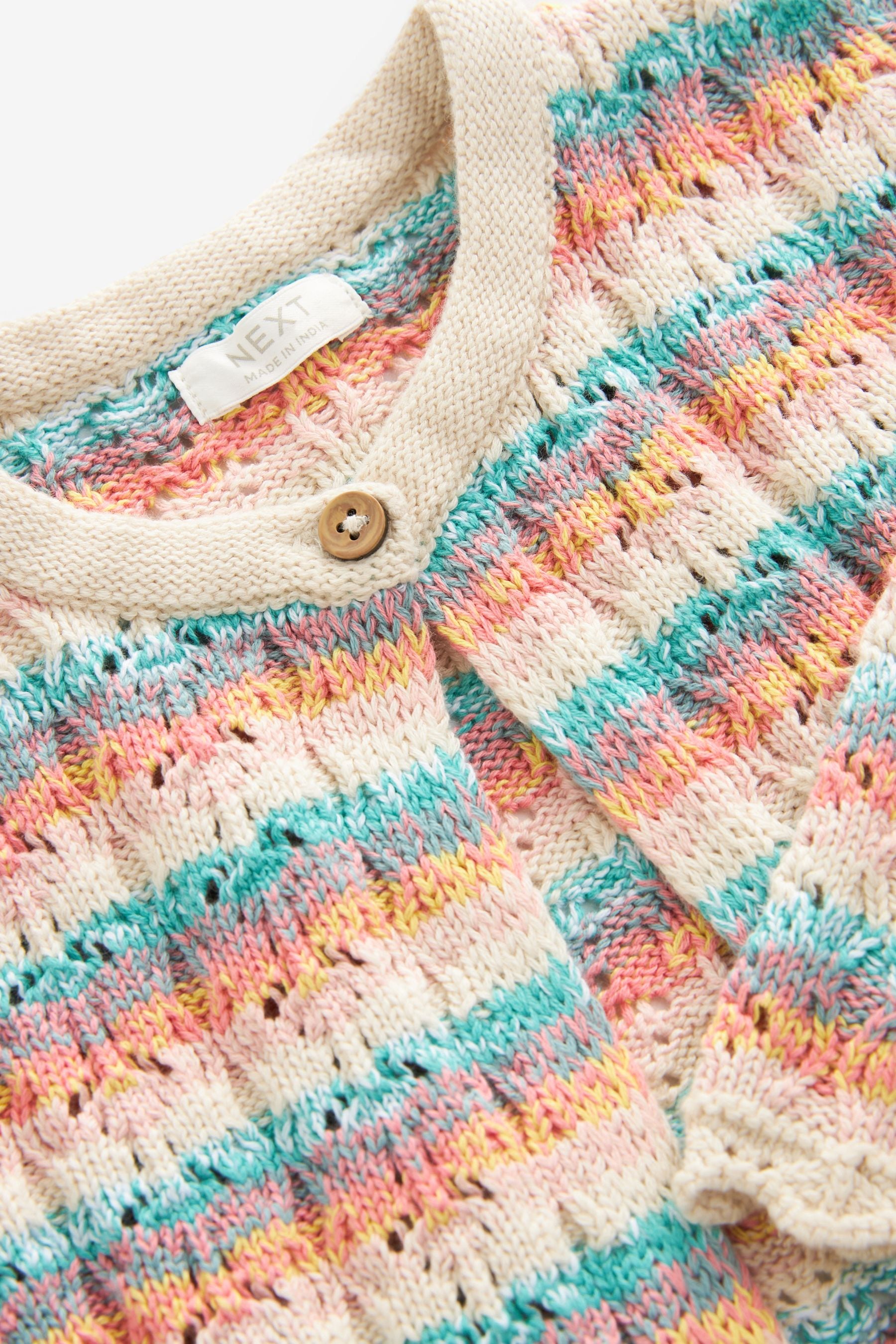 Rainbow 100% Cotton Crochet Cardigan (3mths-10yrs)