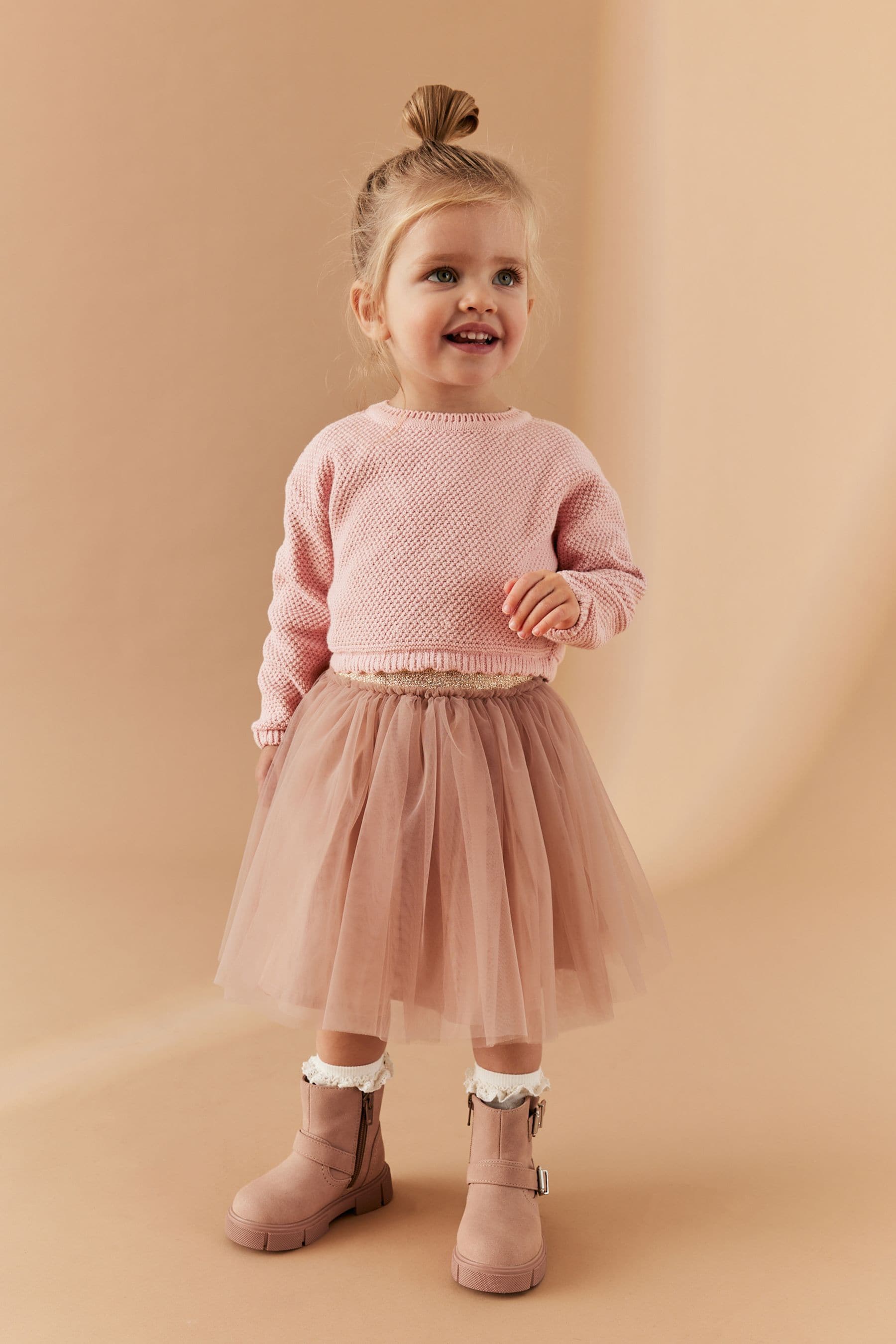 Pink 2pc Jumper And Mesh Skirt Set (3mths-7yrs)