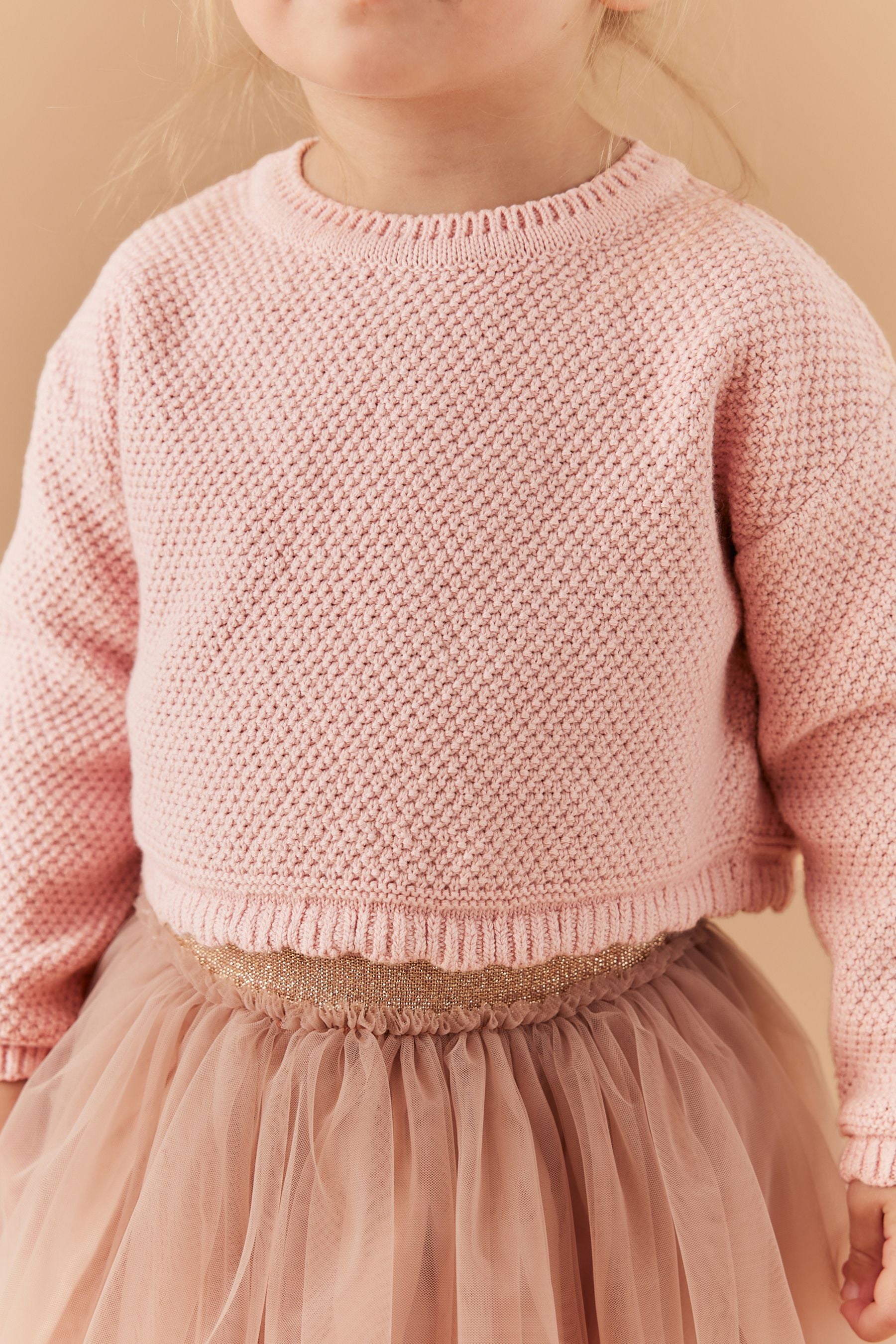 Pink 2pc Jumper And Mesh Skirt Set (3mths-7yrs)