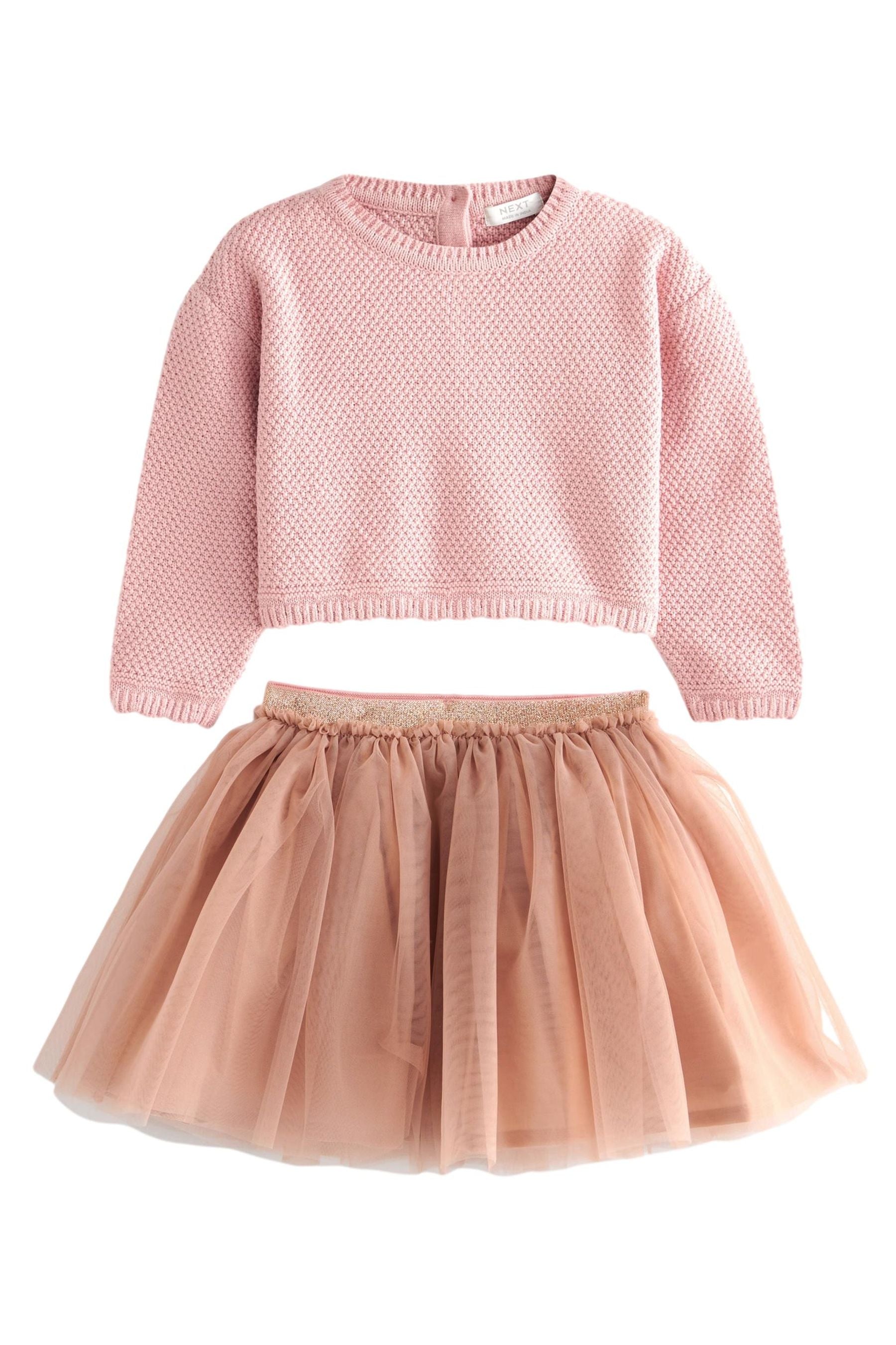 Pink 2pc Jumper And Mesh Skirt Set (3mths-7yrs)