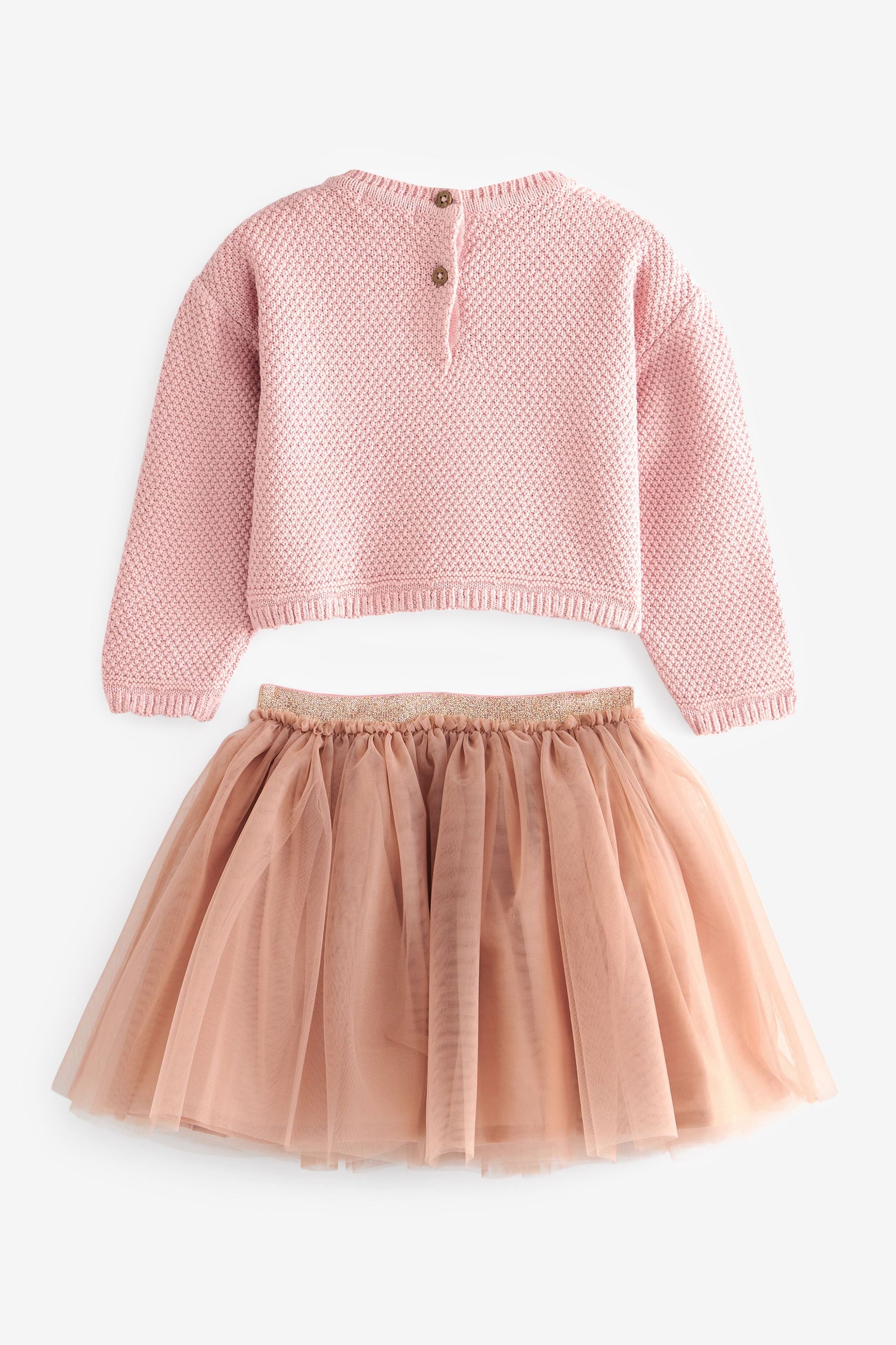 Pink 2pc Jumper And Mesh Skirt Set (3mths-7yrs)