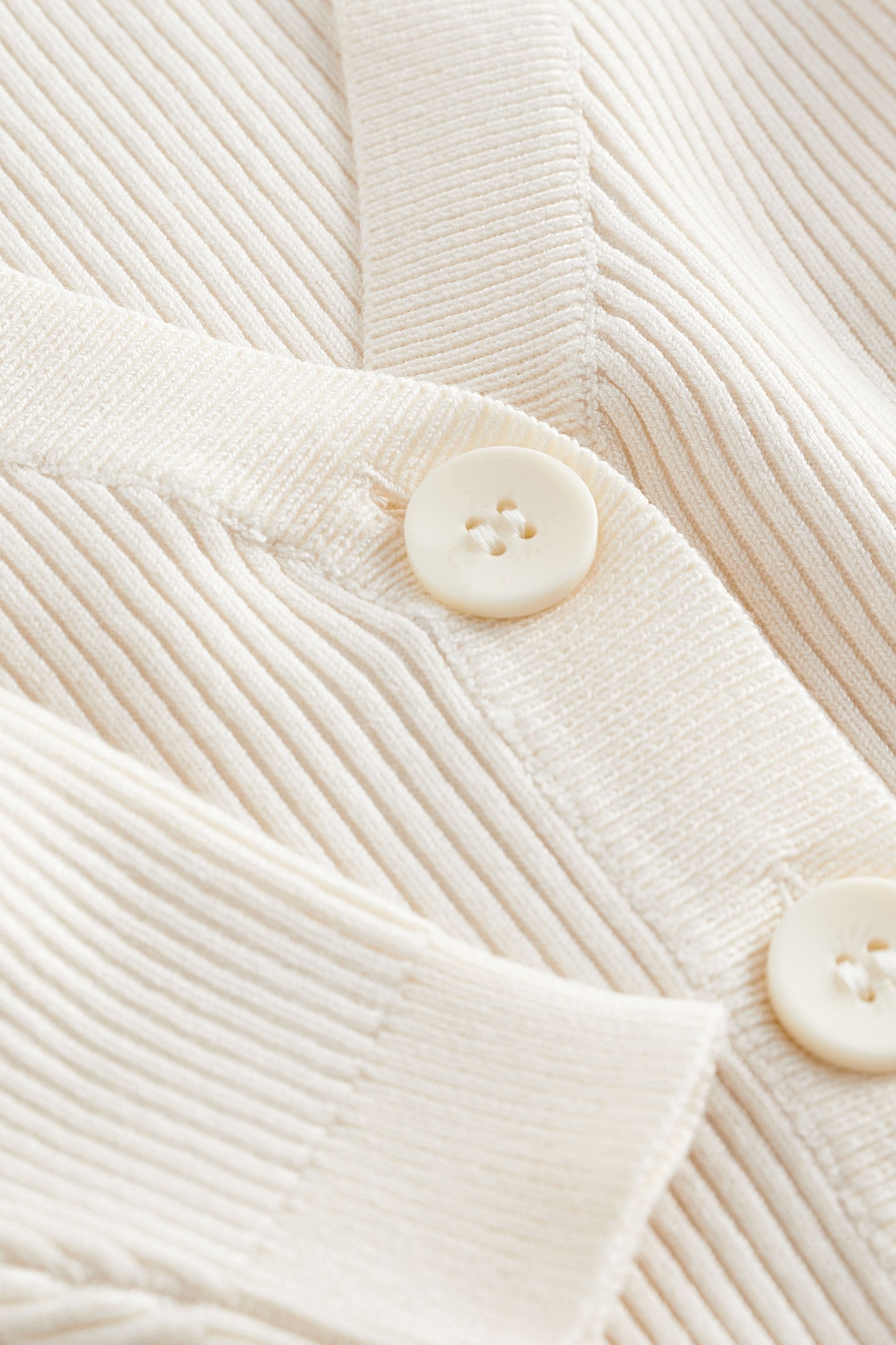 Ecru Cream Ribbed V-Neck Cardigan (3-16yrs)