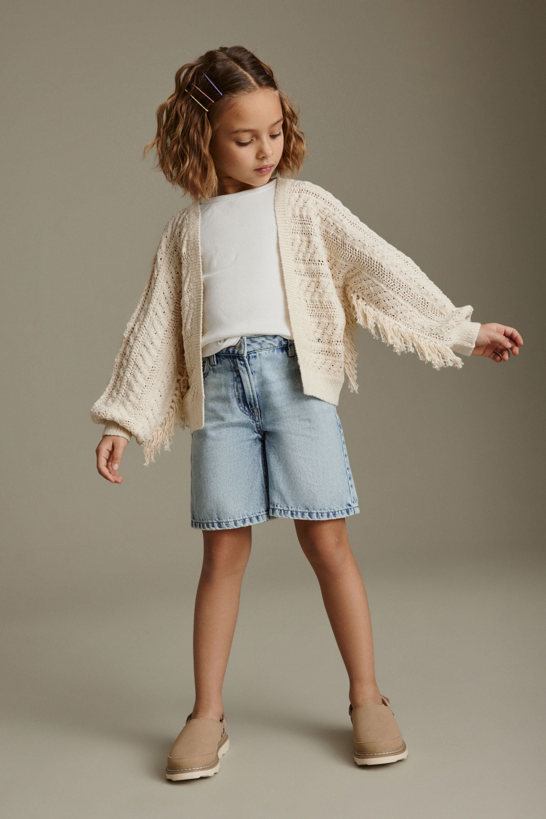 Ecru Tassle Cardigan (3-16yrs)