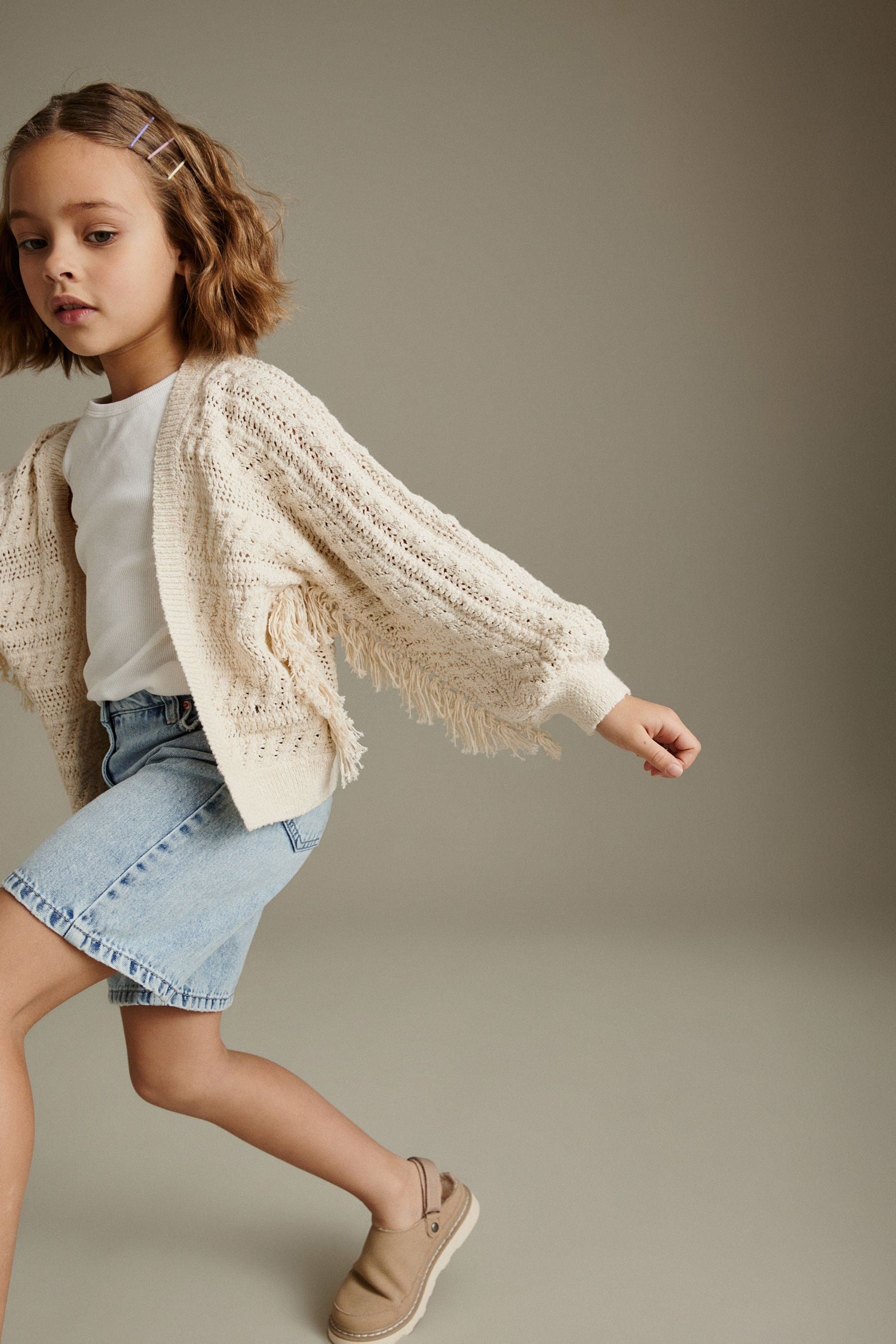 Ecru Tassle Cardigan (3-16yrs)