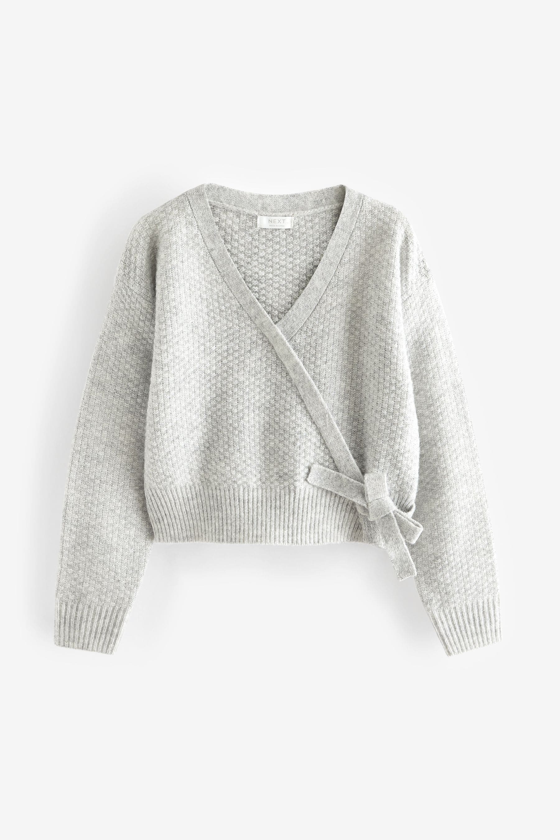 Grey Ballet Style Wrap Front Tie Jumper (3-16yrs)