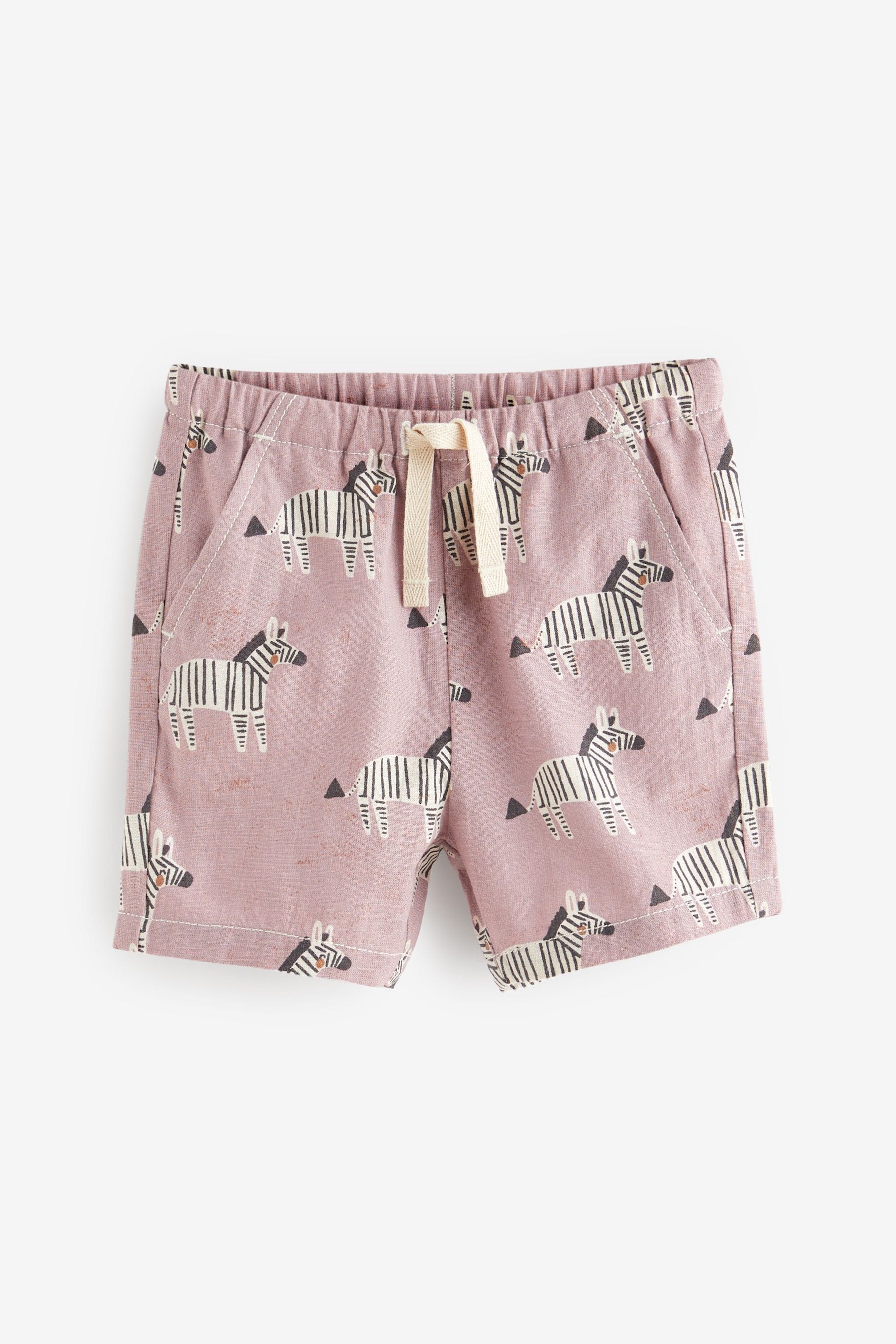 Lilac Zebra Linen Blend Pull-On Shorts (3mths-7yrs)