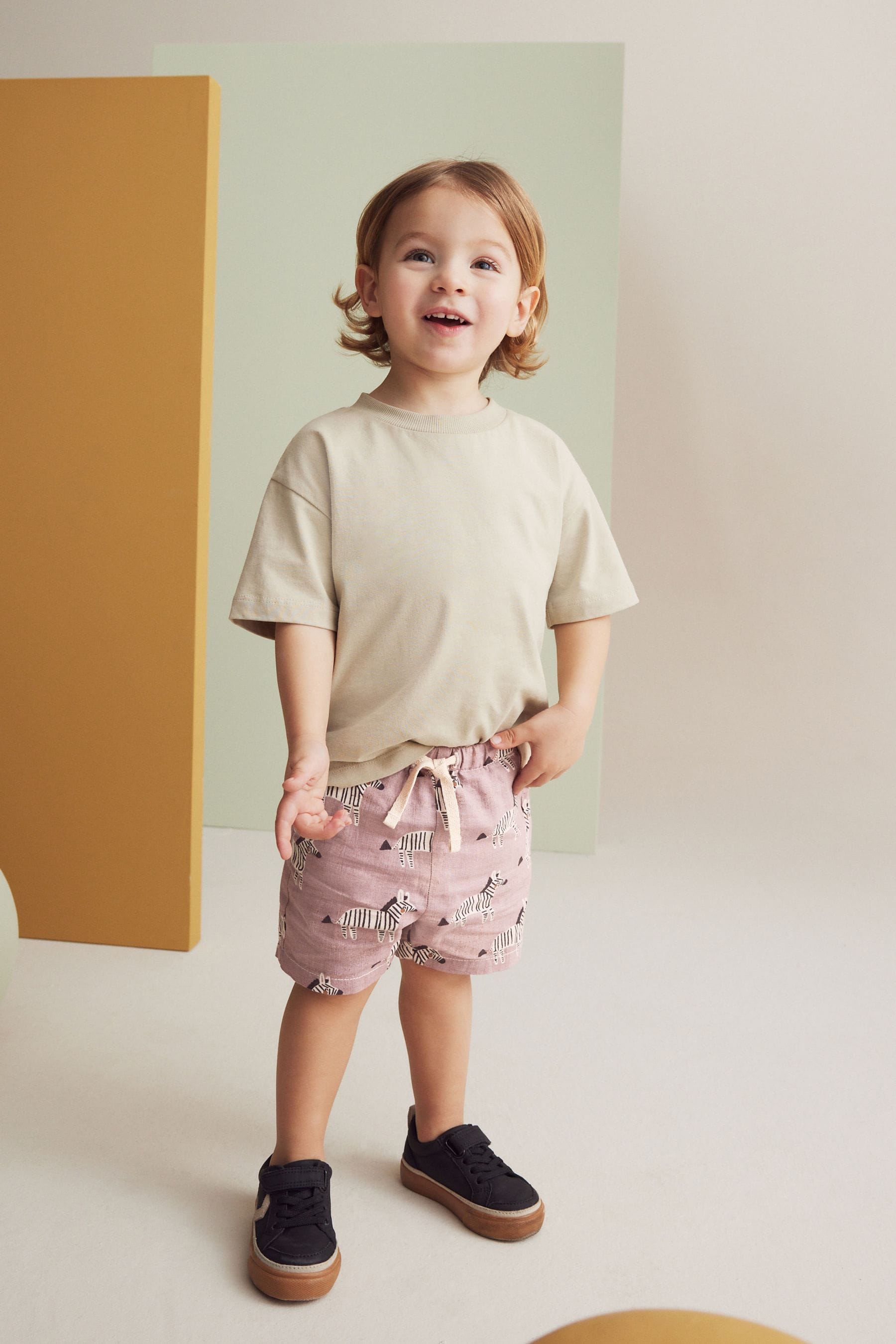 Lilac Zebra Linen Blend Pull-On Shorts (3mths-7yrs)