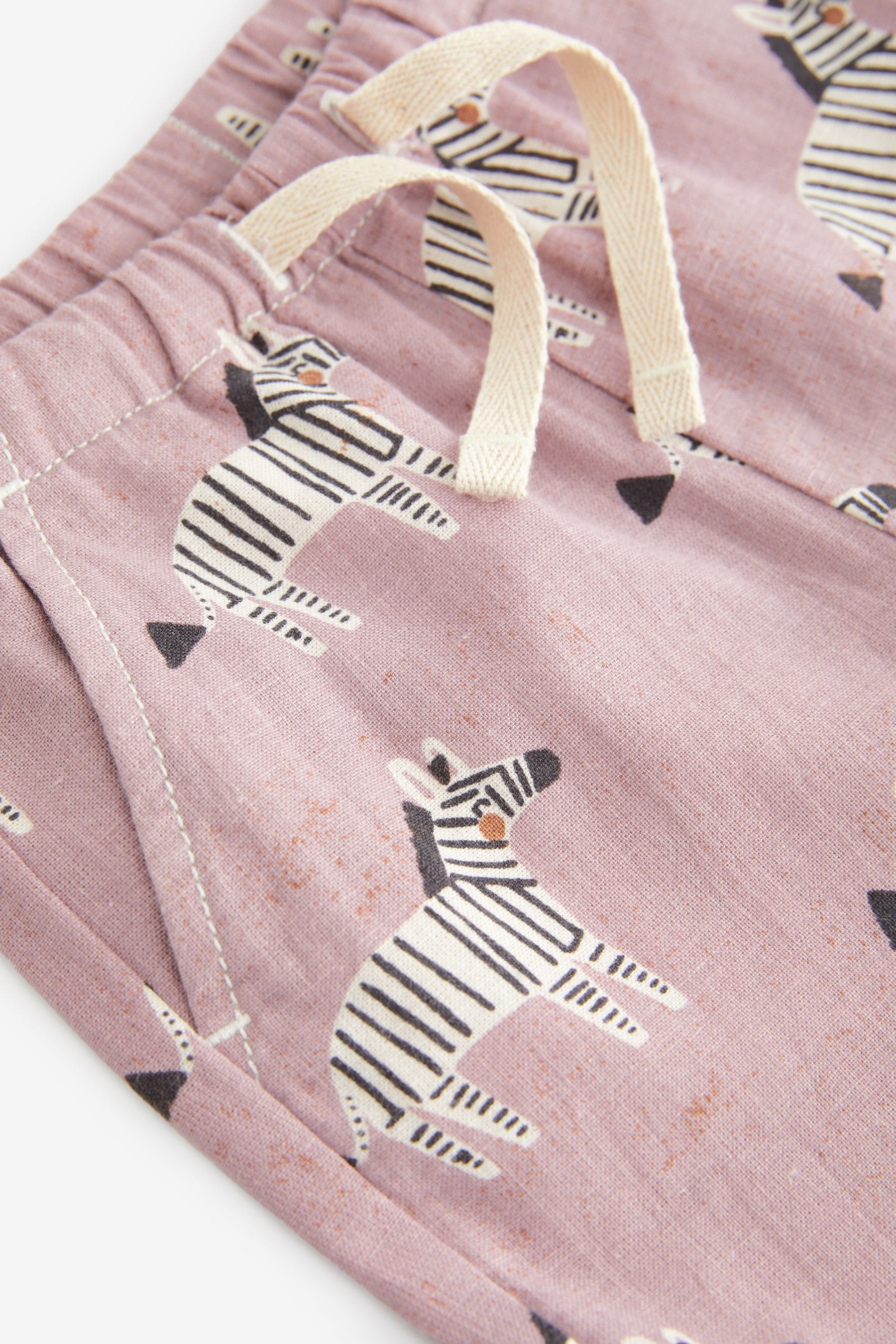 Lilac Zebra Linen Blend Pull-On Shorts (3mths-7yrs)